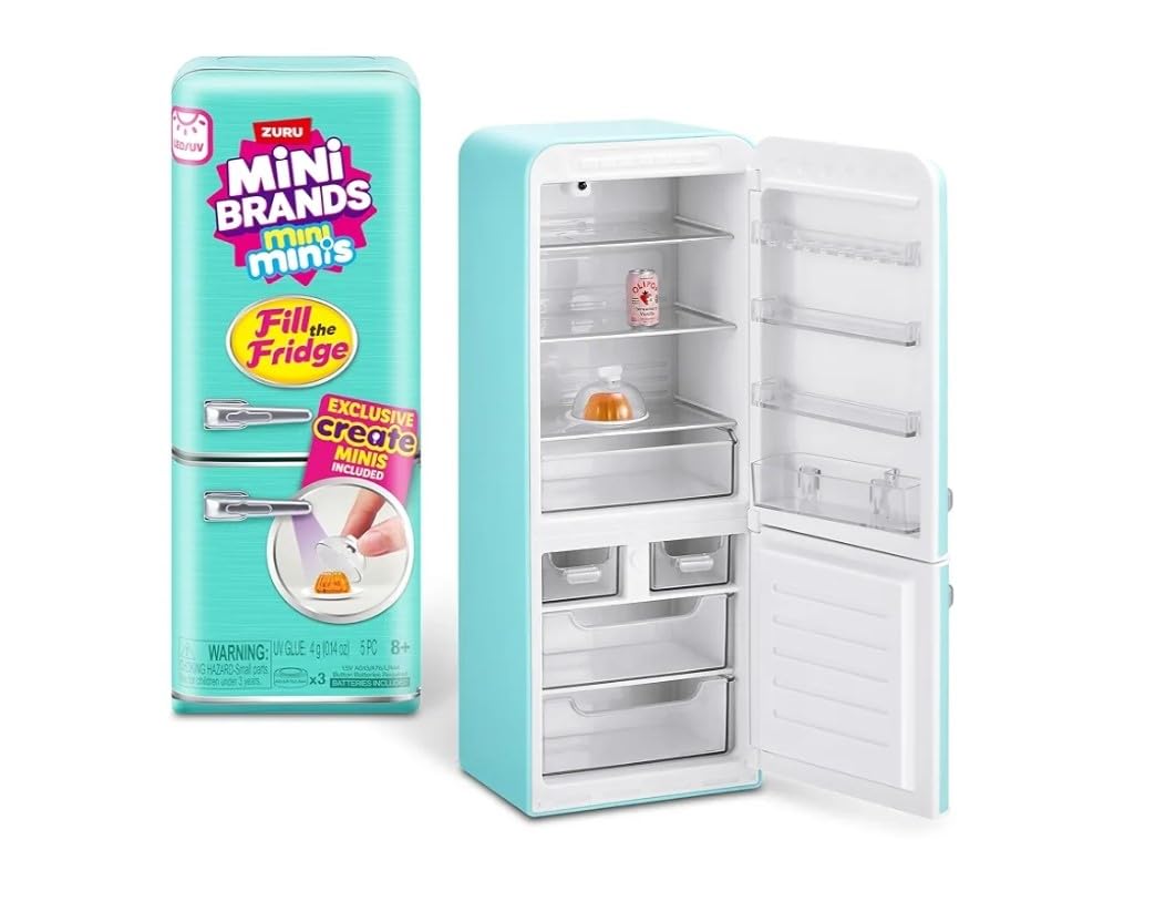 ZURU Mini Minis Refrigerator – Fill The Fridge Set with 60+ Collectibles