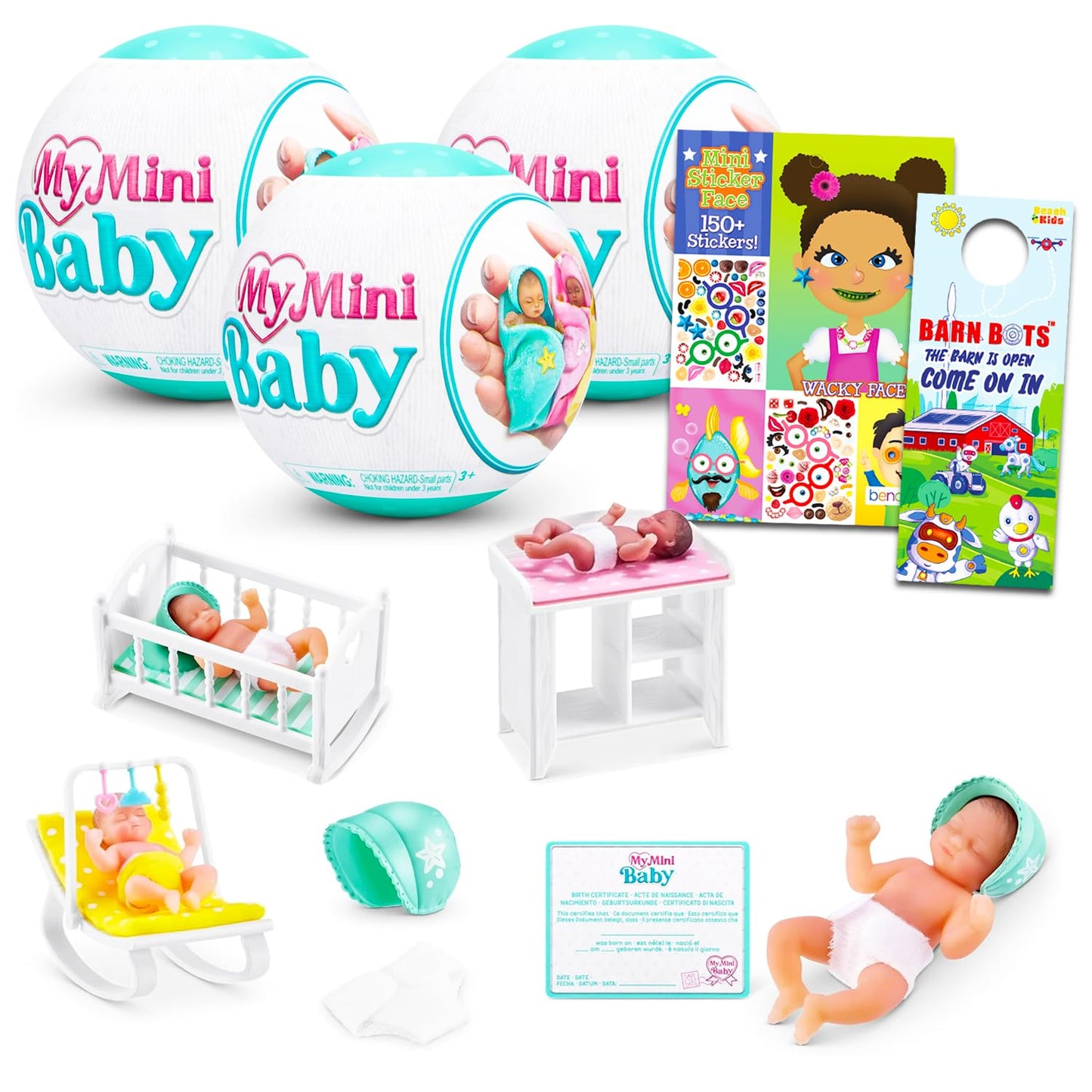 Zuru My Mini Baby Mystery Toy Set – 3 Series 1 Balls & Stickers | Blind Balls for Kids
