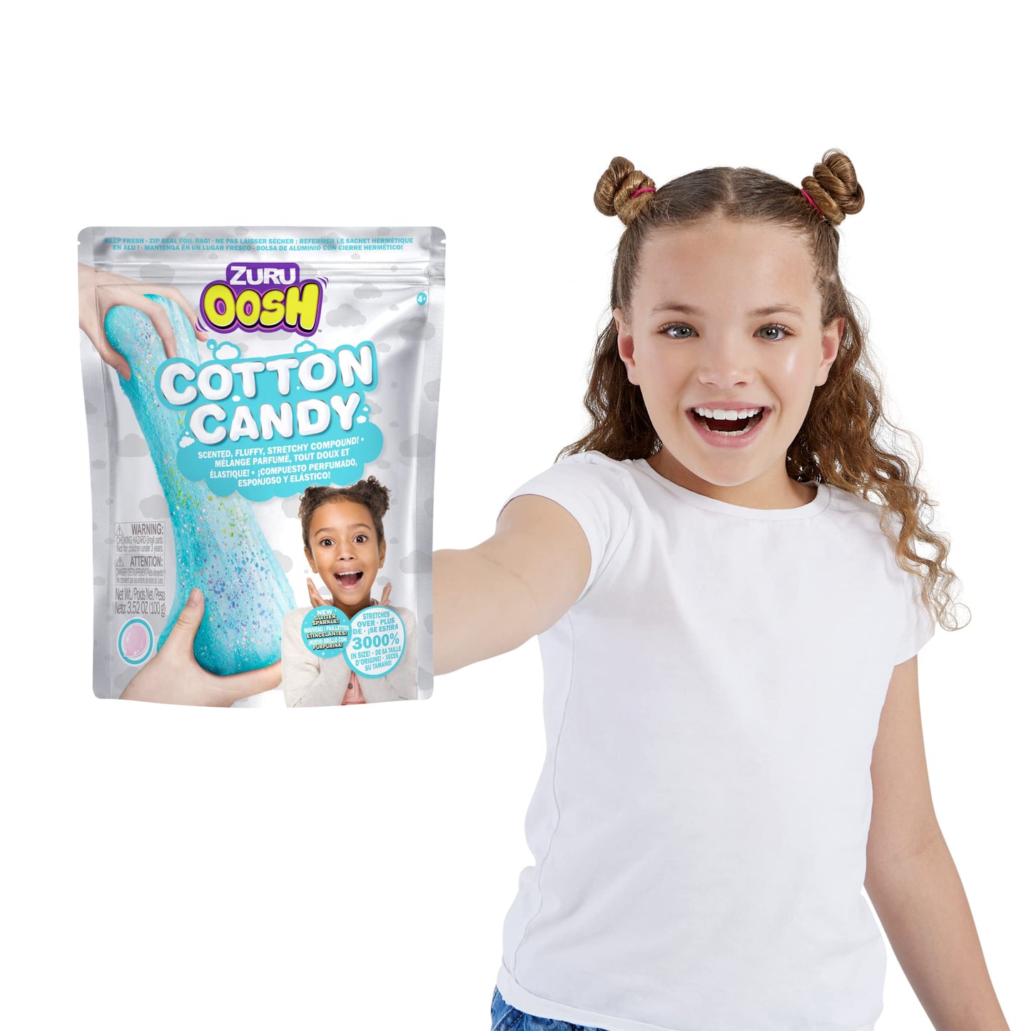 Oosh Cotton Candy Large 100g Foil Bag by ZURU Oosh – Fluffy Stretch Slime (Bubble Gum)