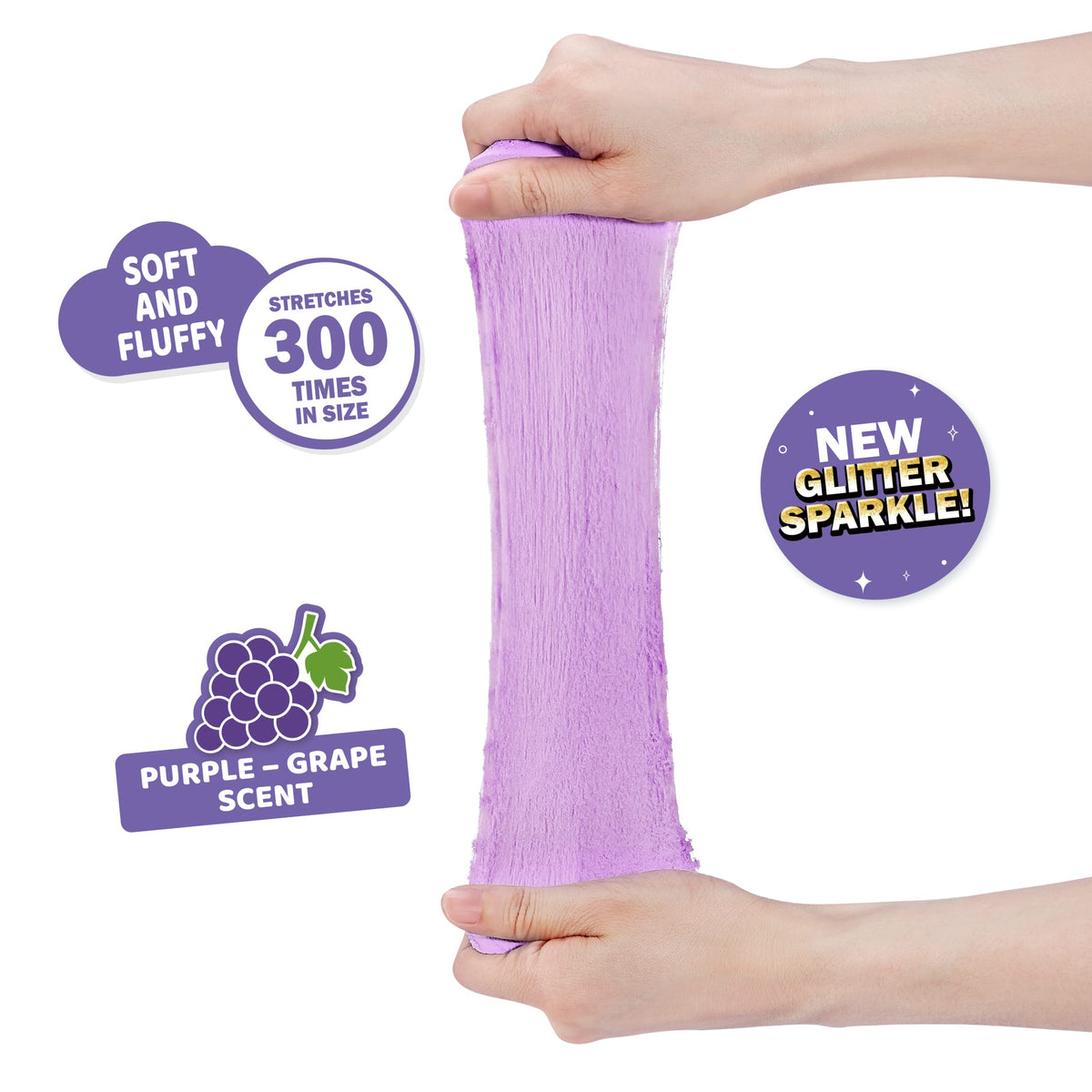 ZURU Oosh Cotton Candy Large Foil Bag 100g (Grape) – Fluffy Slime Expands 3000%