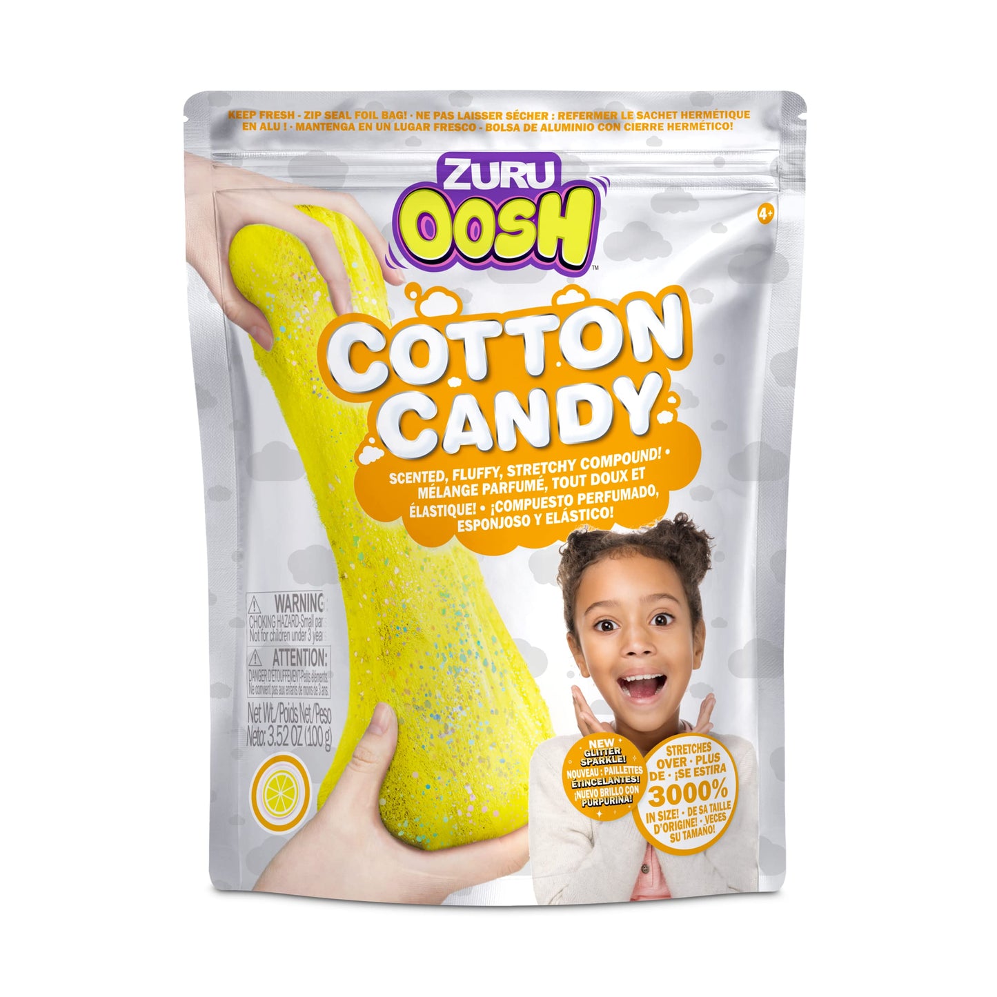 ZURU Oosh Cotton Candy Slime 100g – Lemon Scent, Fluffy & Stretchy for Kids
