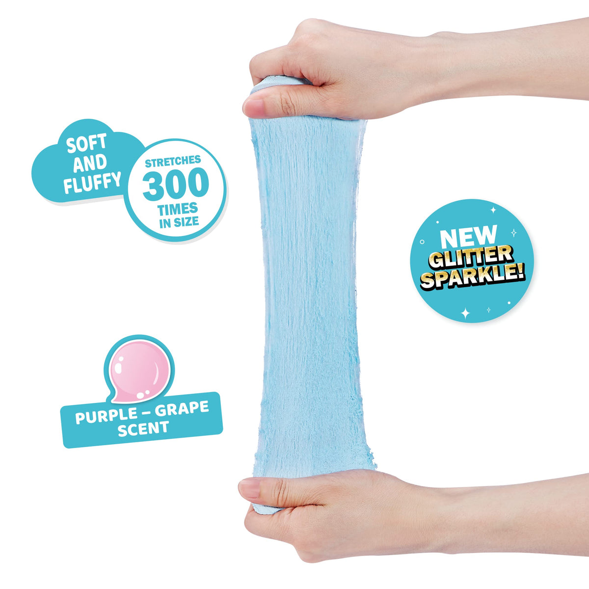 Oosh Cotton Candy Large 100g Foil Bag by ZURU Oosh – Fluffy Stretch Slime (Bubble Gum)