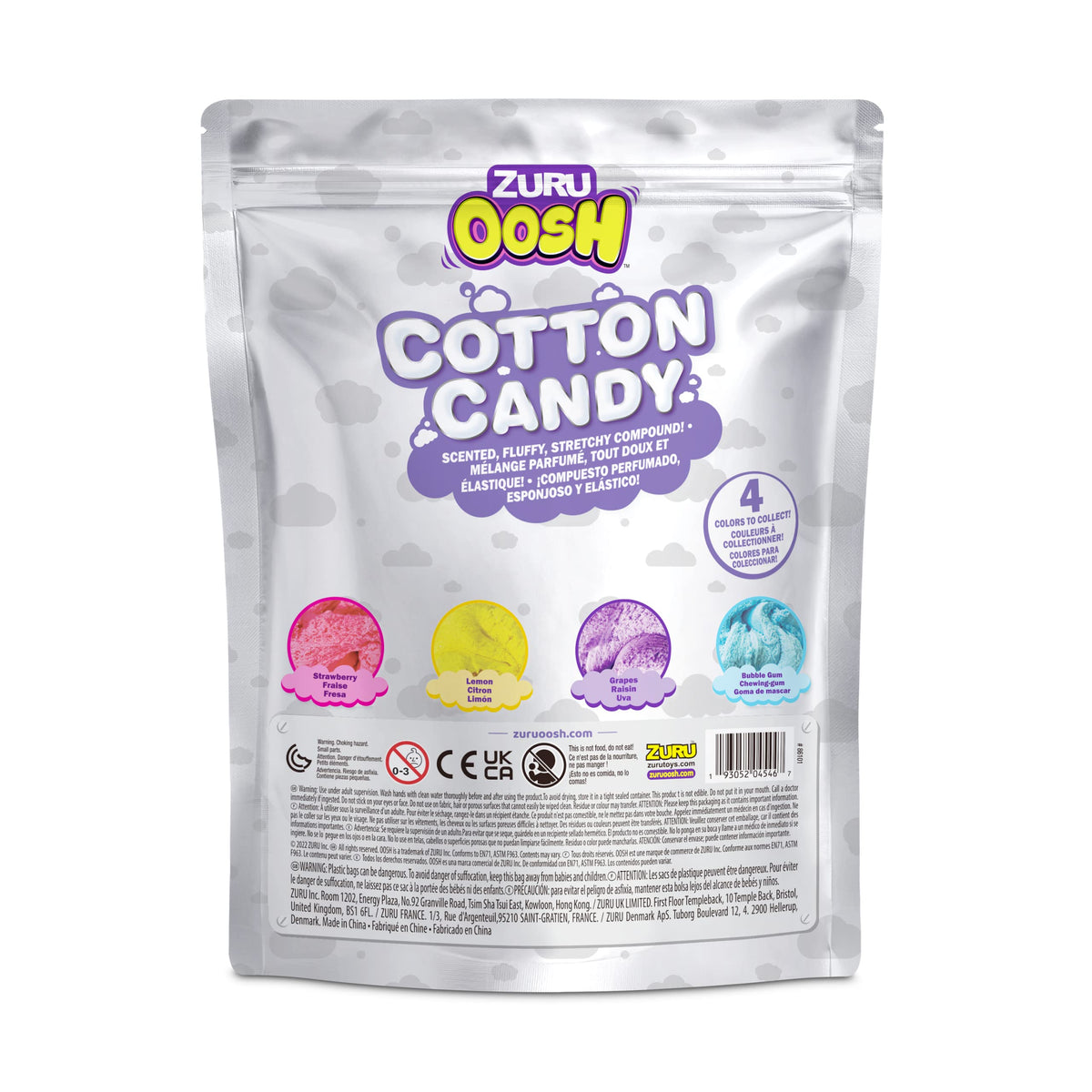 ZURU Oosh Cotton Candy Large Foil Bag 100g (Grape) – Fluffy Slime Expands 3000%