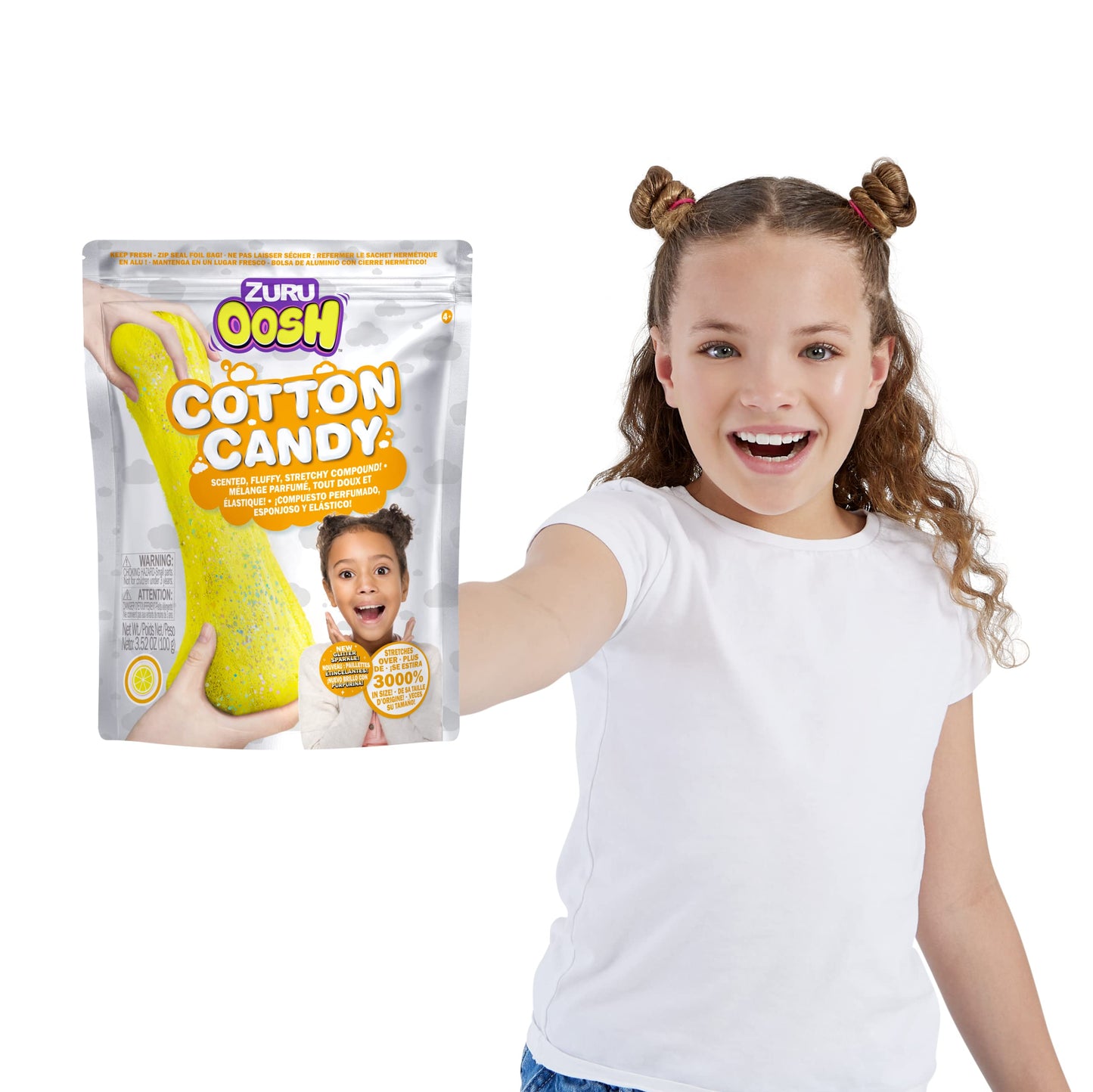 ZURU Oosh Cotton Candy Slime 100g – Lemon Scent, Fluffy & Stretchy for Kids
