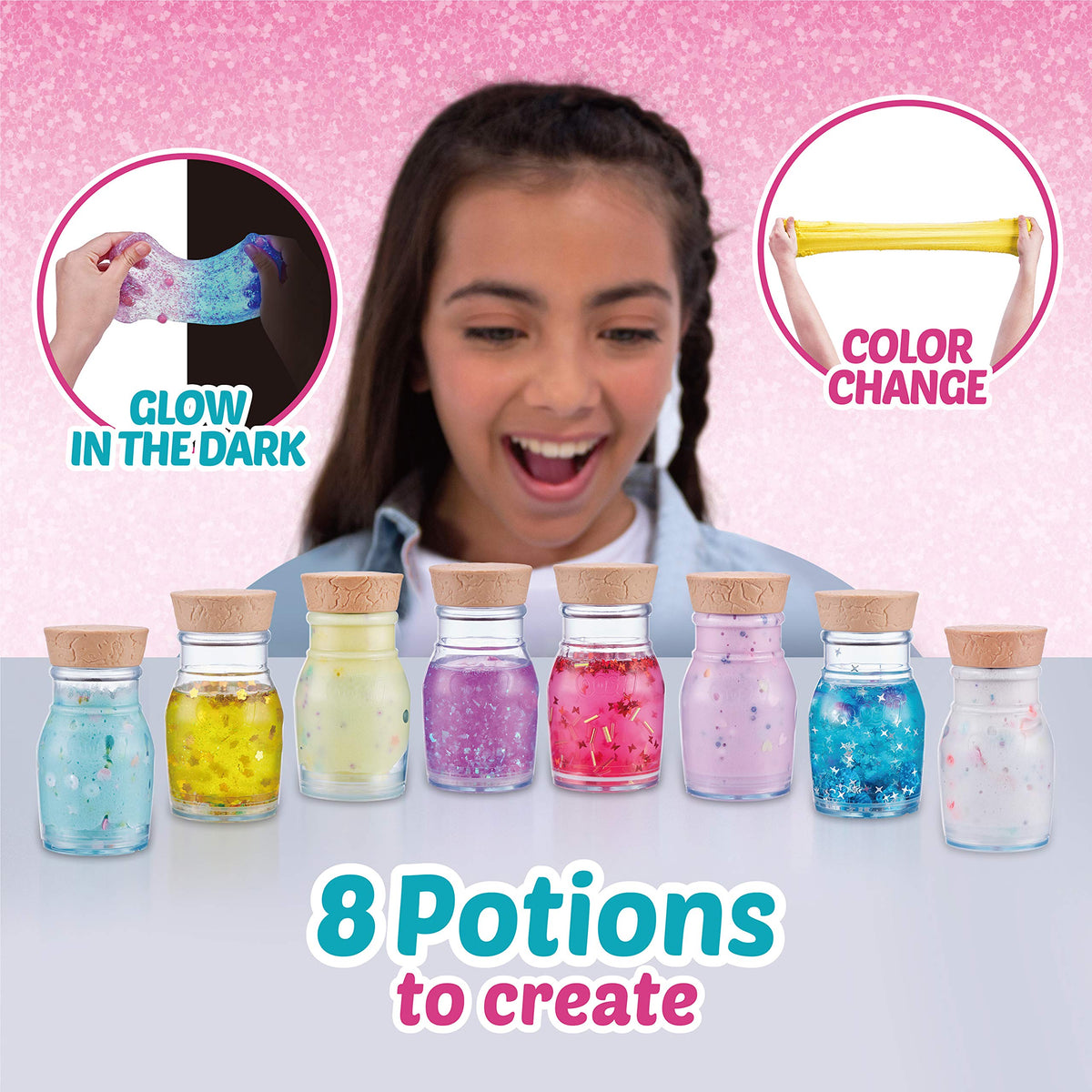 ZURU Oosh Potions Slime Surprise Pink – DIY Slime Kit with Sparkles, Beads & Glow