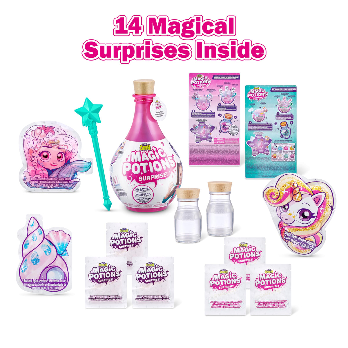 ZURU Oosh Potions Slime Surprise Pink – DIY Slime Kit with Sparkles, Beads & Glow