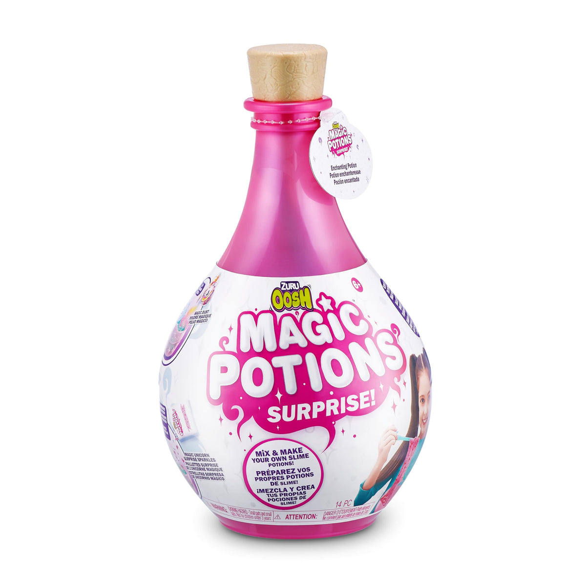 ZURU Oosh Potions Slime Surprise Pink – DIY Slime Kit with Sparkles, Beads & Glow