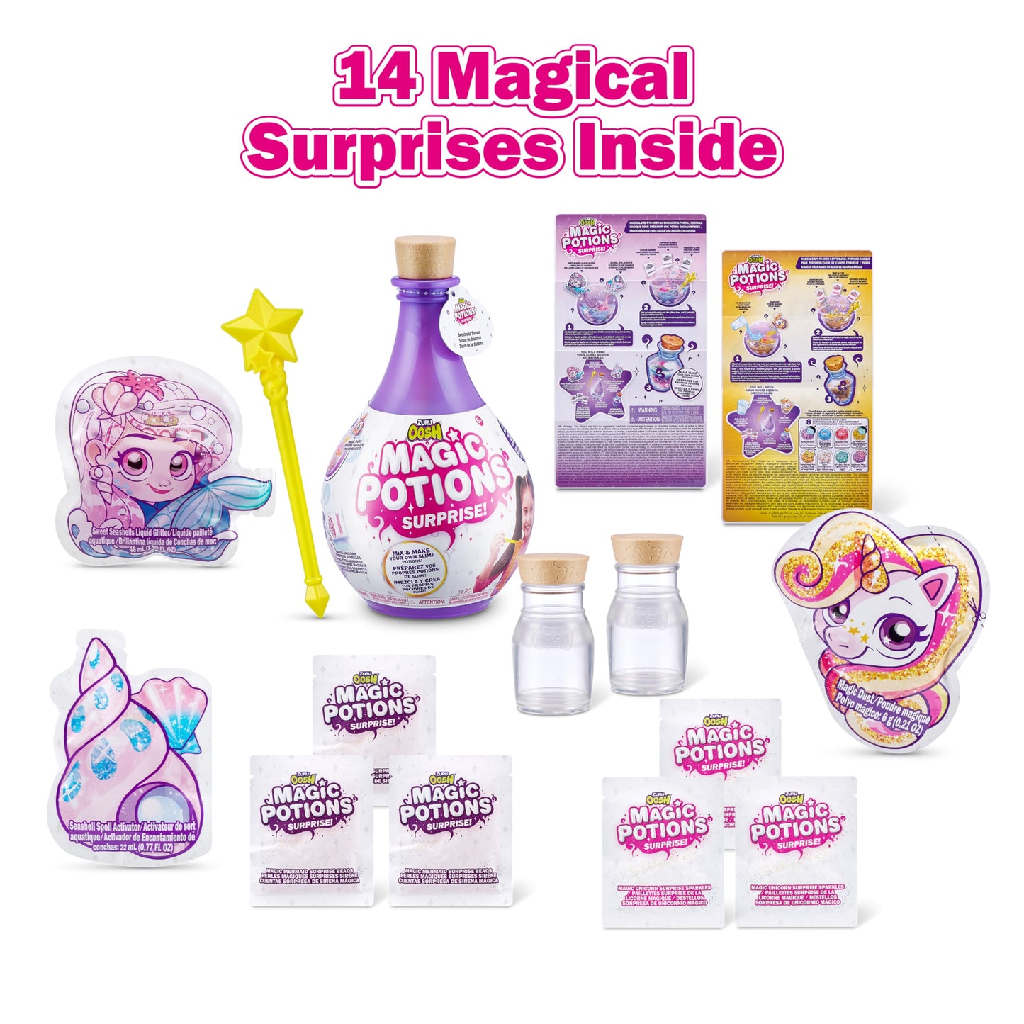 Oosh Potions Slime Surprise Purple — ZURU OOSH DIY Slime Kit with Sparkles, Beads & Glow Wand