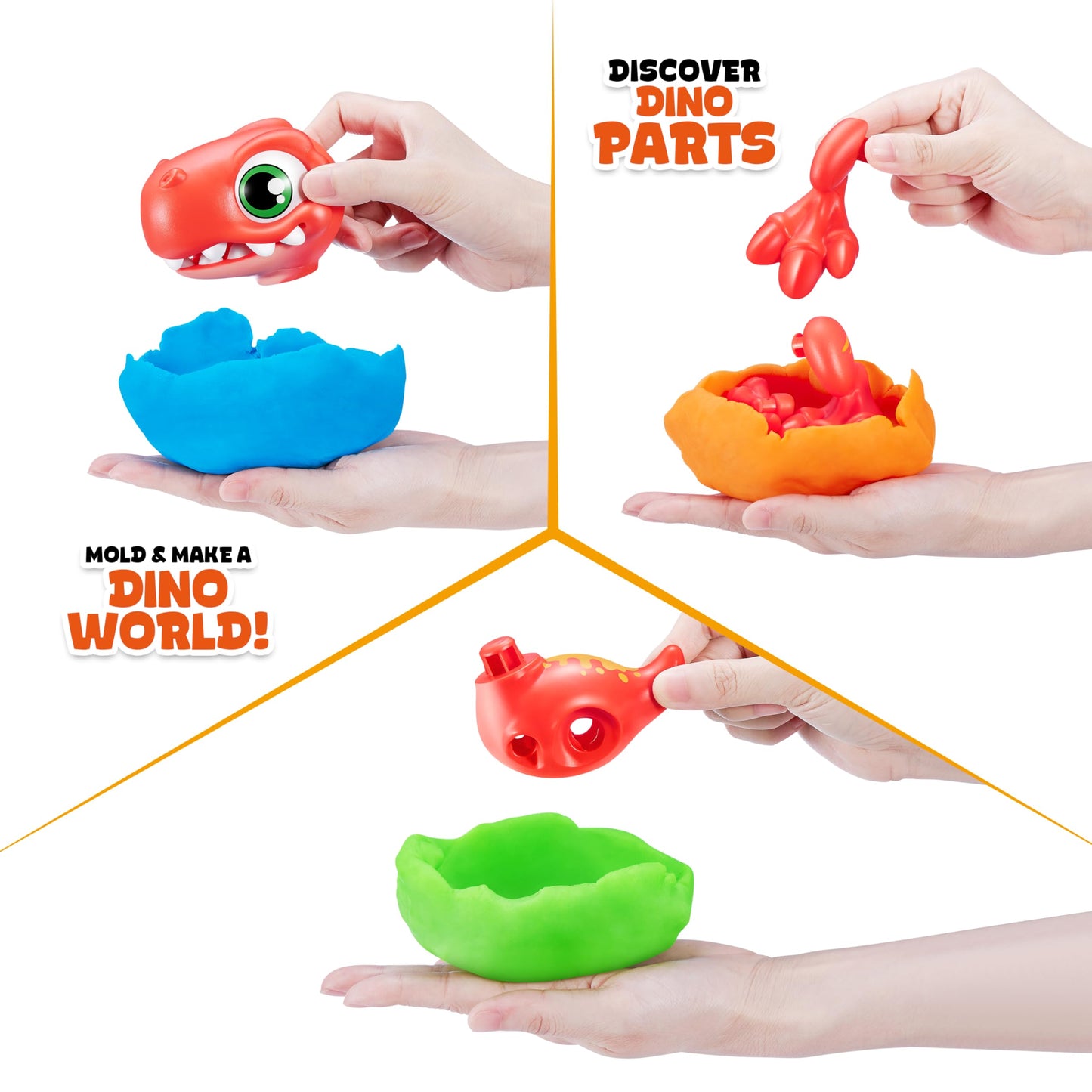 ZURU SMASHERS Junior Dino Dig Small Egg – 18 Surprises, 500g Dino Dough, Build and Explore