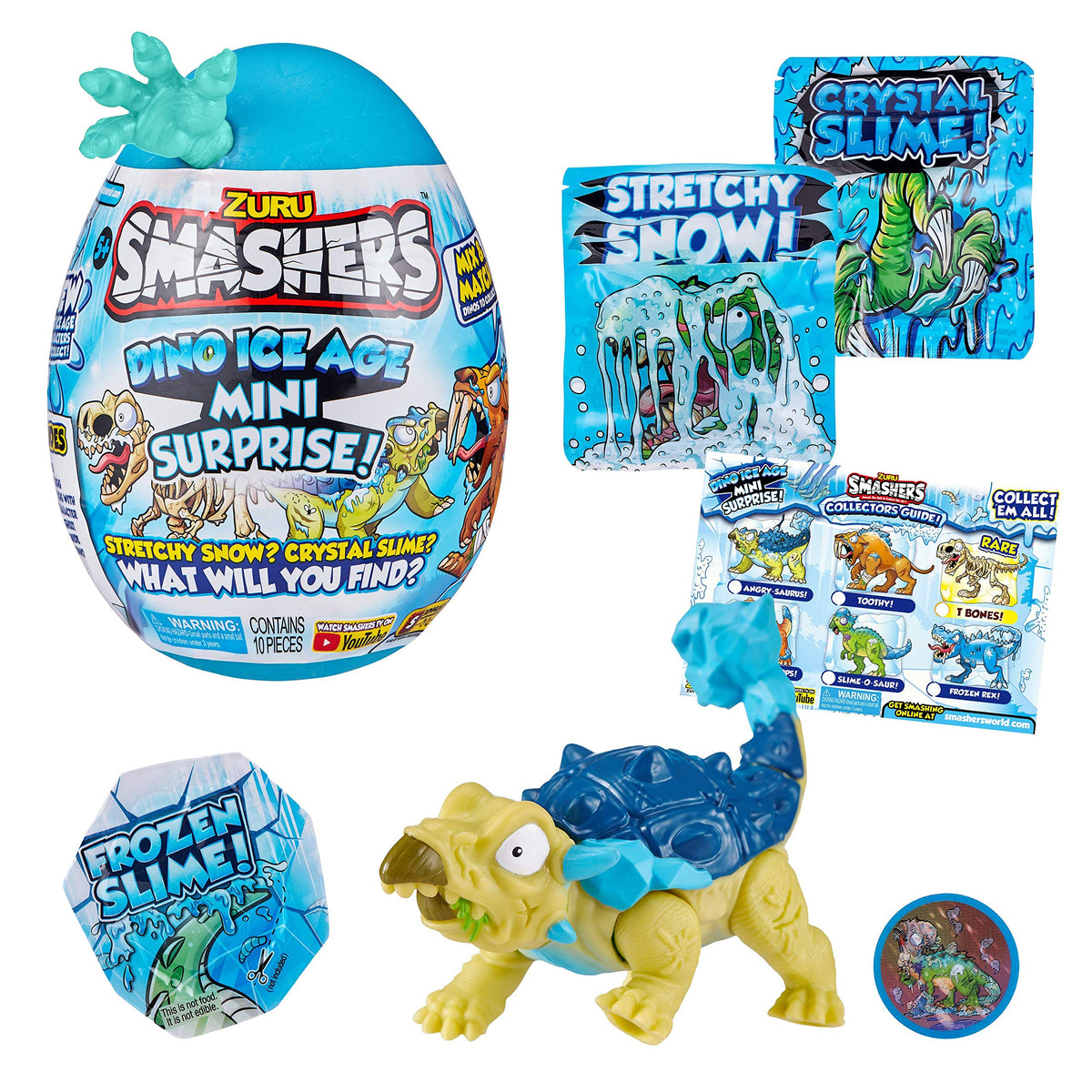 ZURU Smashers Dino Ice Age Ankylosaurus Mini Surprise Egg with Slime & Collectibles