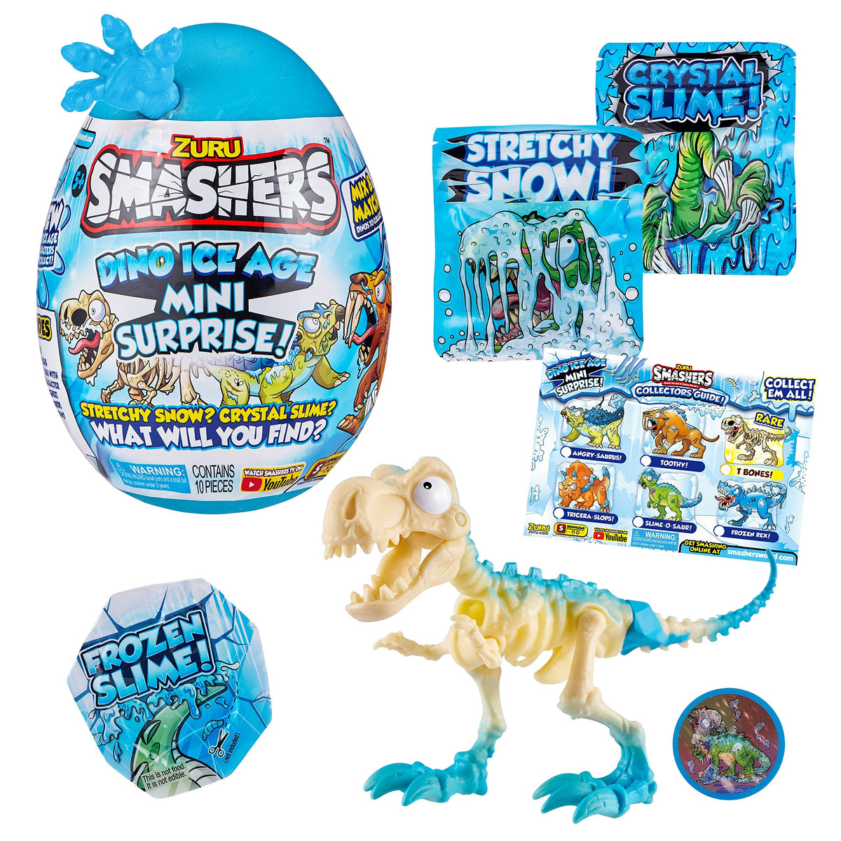Smashers Dino Ice Age Mini Surprise Egg – T Rex Skeleton (7456) | ZURU SMASHERS