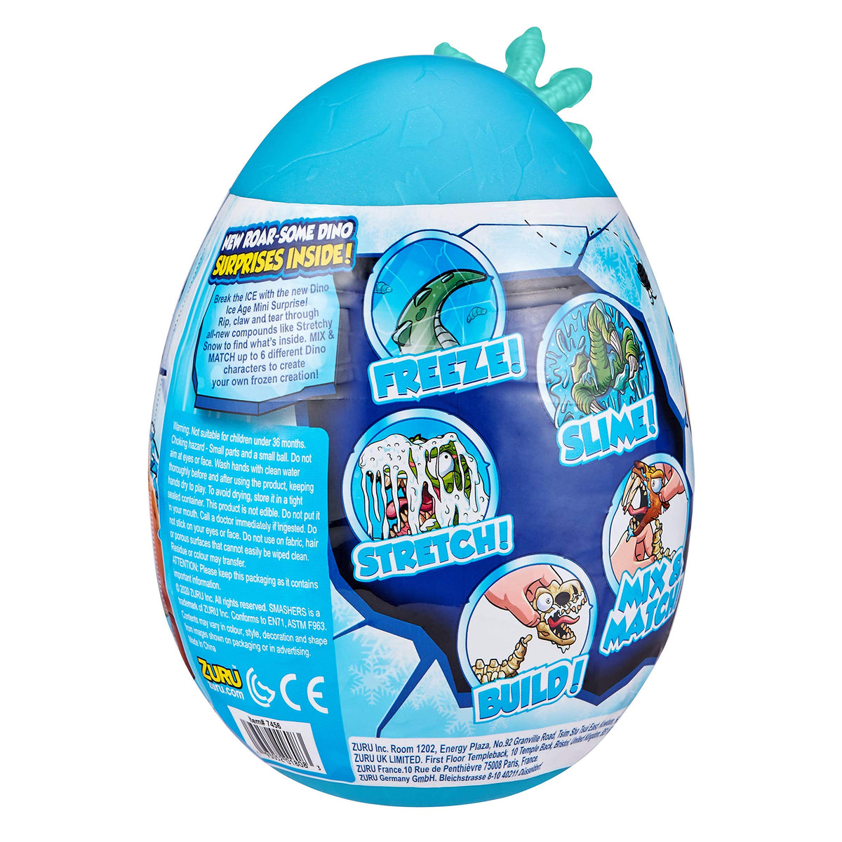 ZURU Smashers Dino Ice Age Ankylosaurus Mini Surprise Egg with Slime & Collectibles