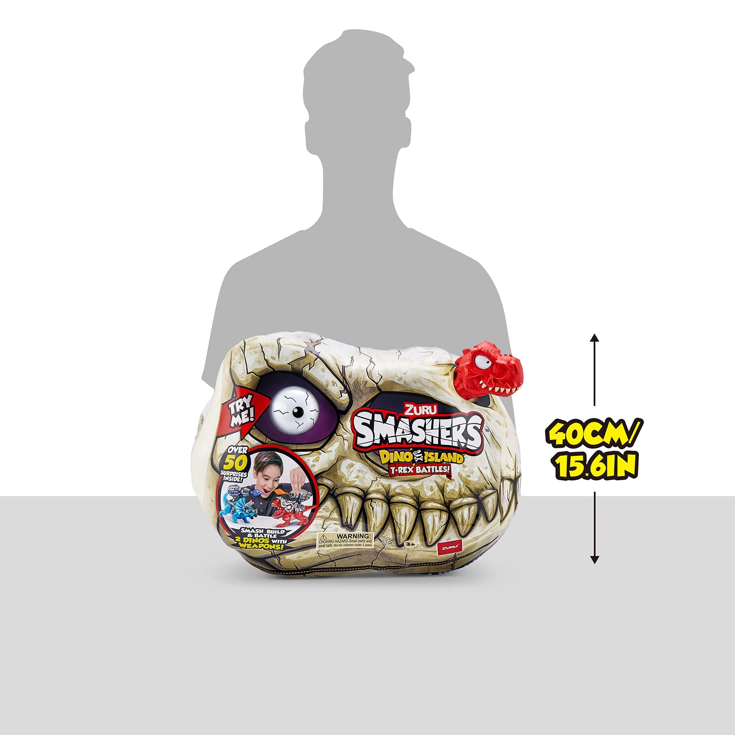 ZURU SMASHERS Dino Island T-Rex Battles (Black Version) – 50+ Surprises, Sand & Slime Battle Set