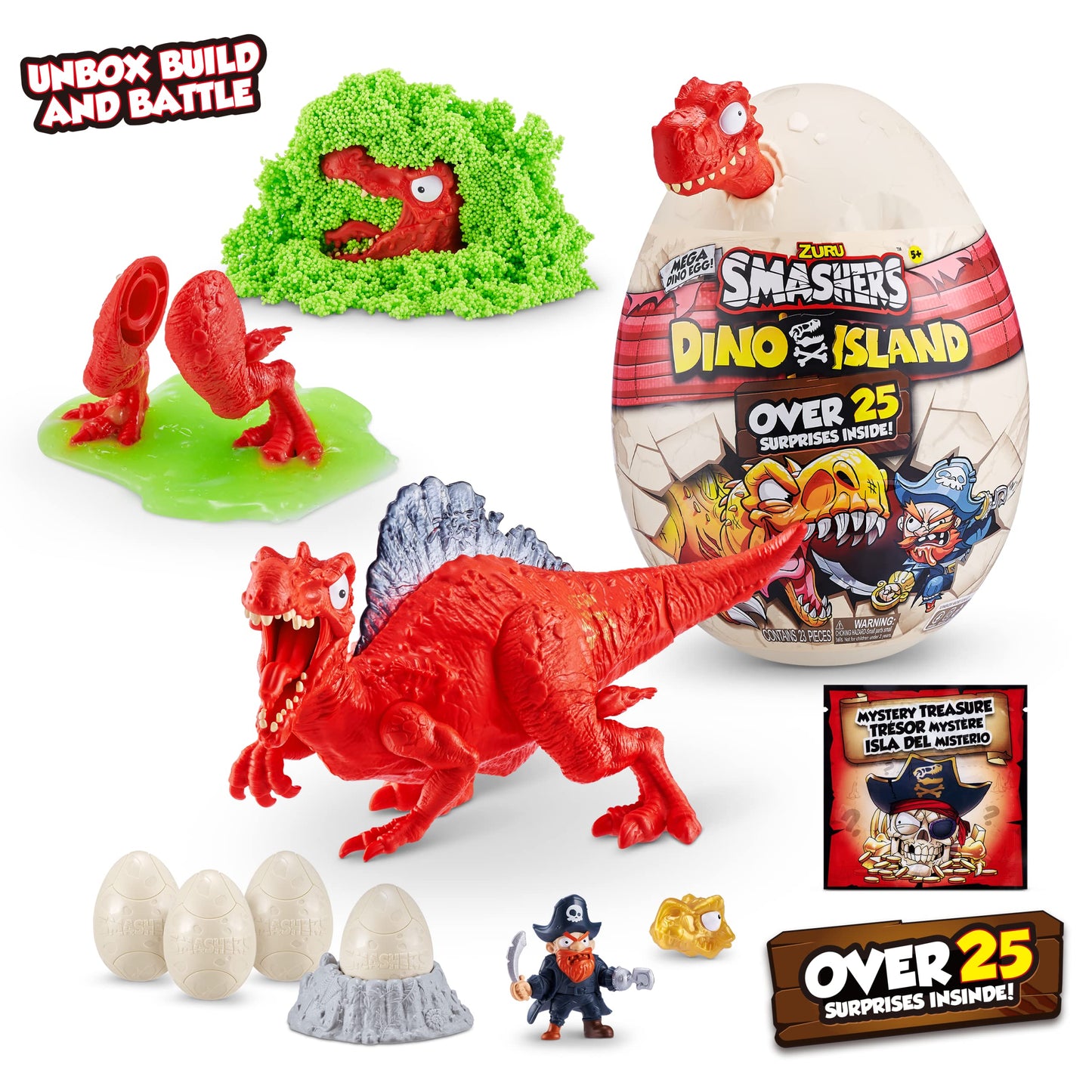 ZURU SMASHERS Dino Island Mega Egg Spinosaurus – 25 Surprises, Slime & More | Ages 5+