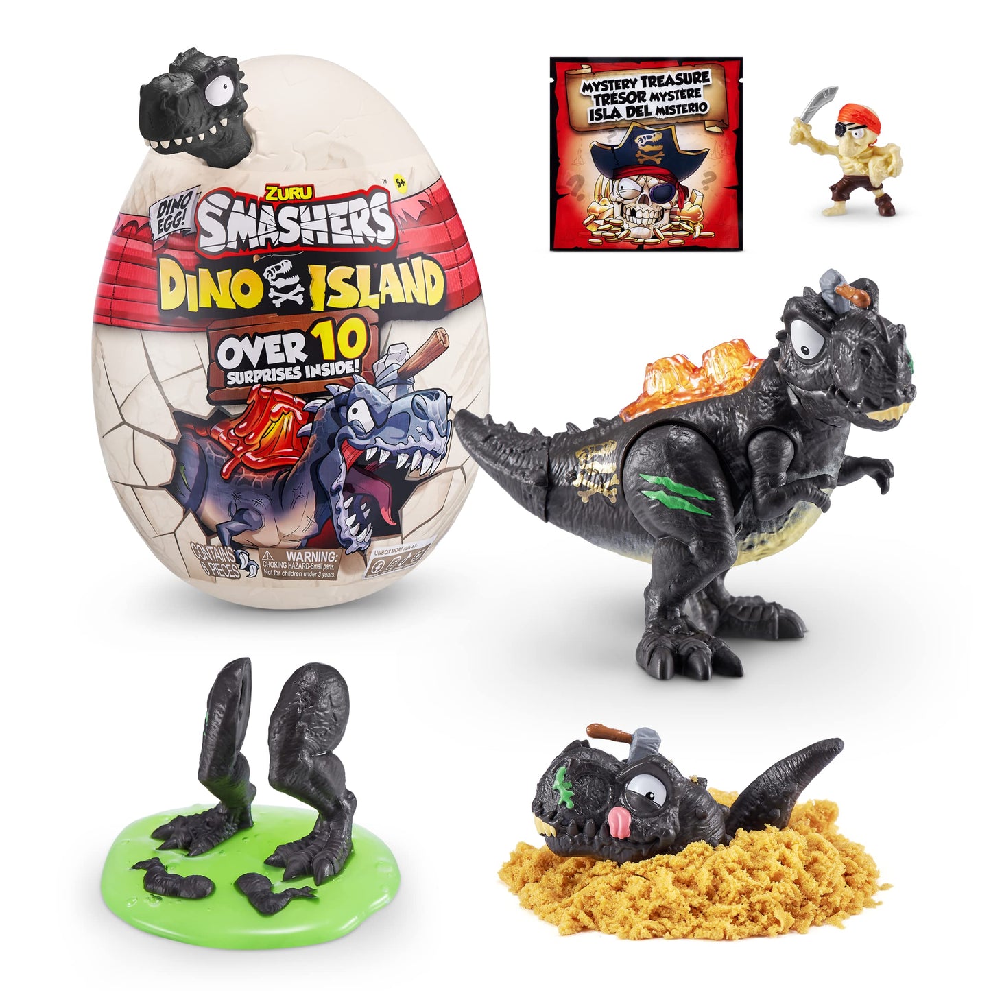 Smashers Dino Island Mini Egg T-Rex by ZURU – 10 Surprises, Slime & Sand (Ages 5+)