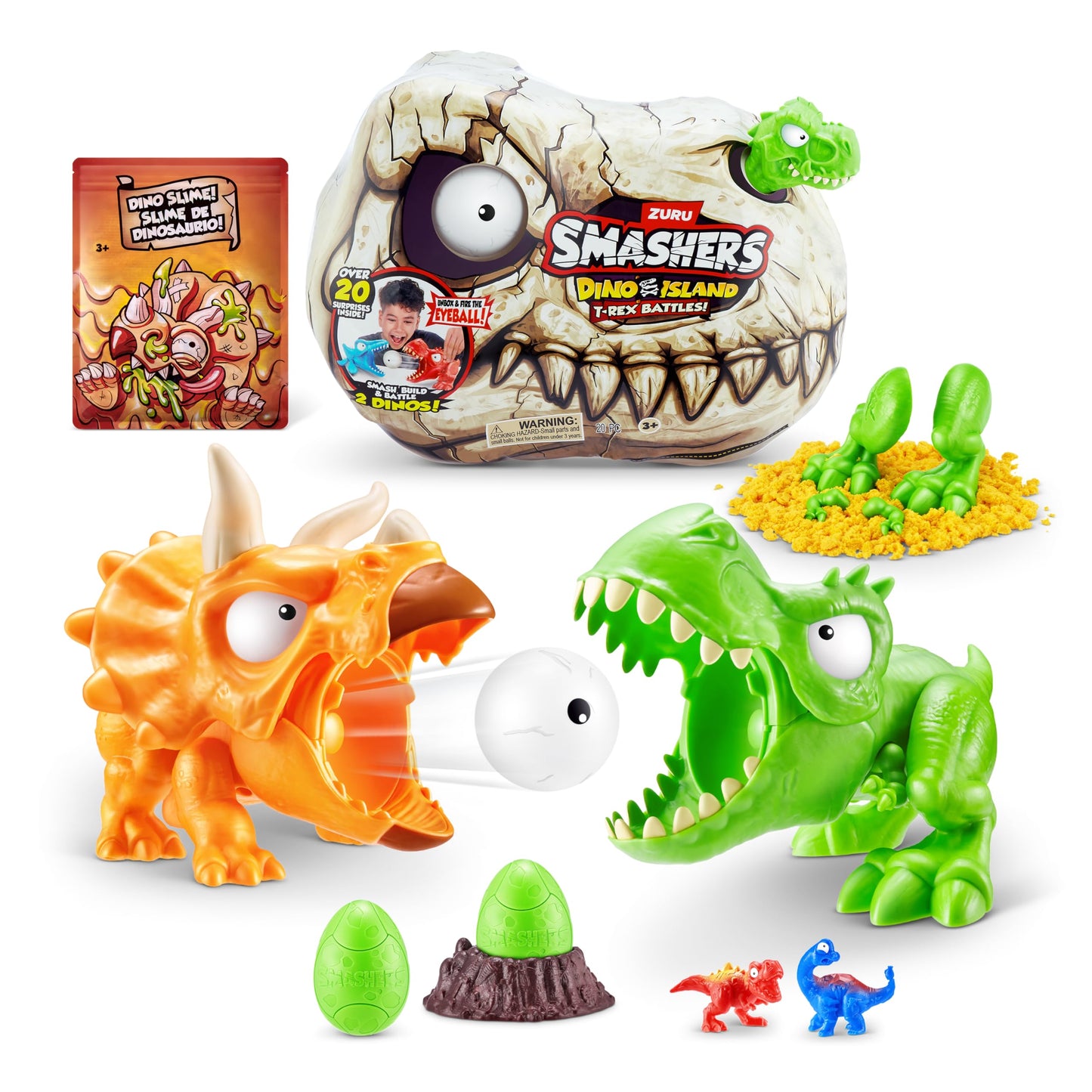ZURU SMASHERS Dino Island Mini T-Rex Battles Playset | Collectible Dinosaur Battle Toys