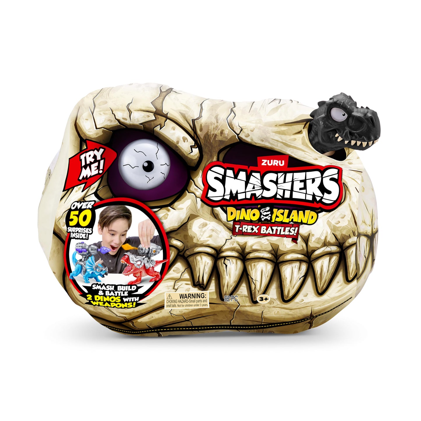 ZURU SMASHERS Dino Island T-Rex Battles (Black Version) – 50+ Surprises, Sand & Slime Battle Set