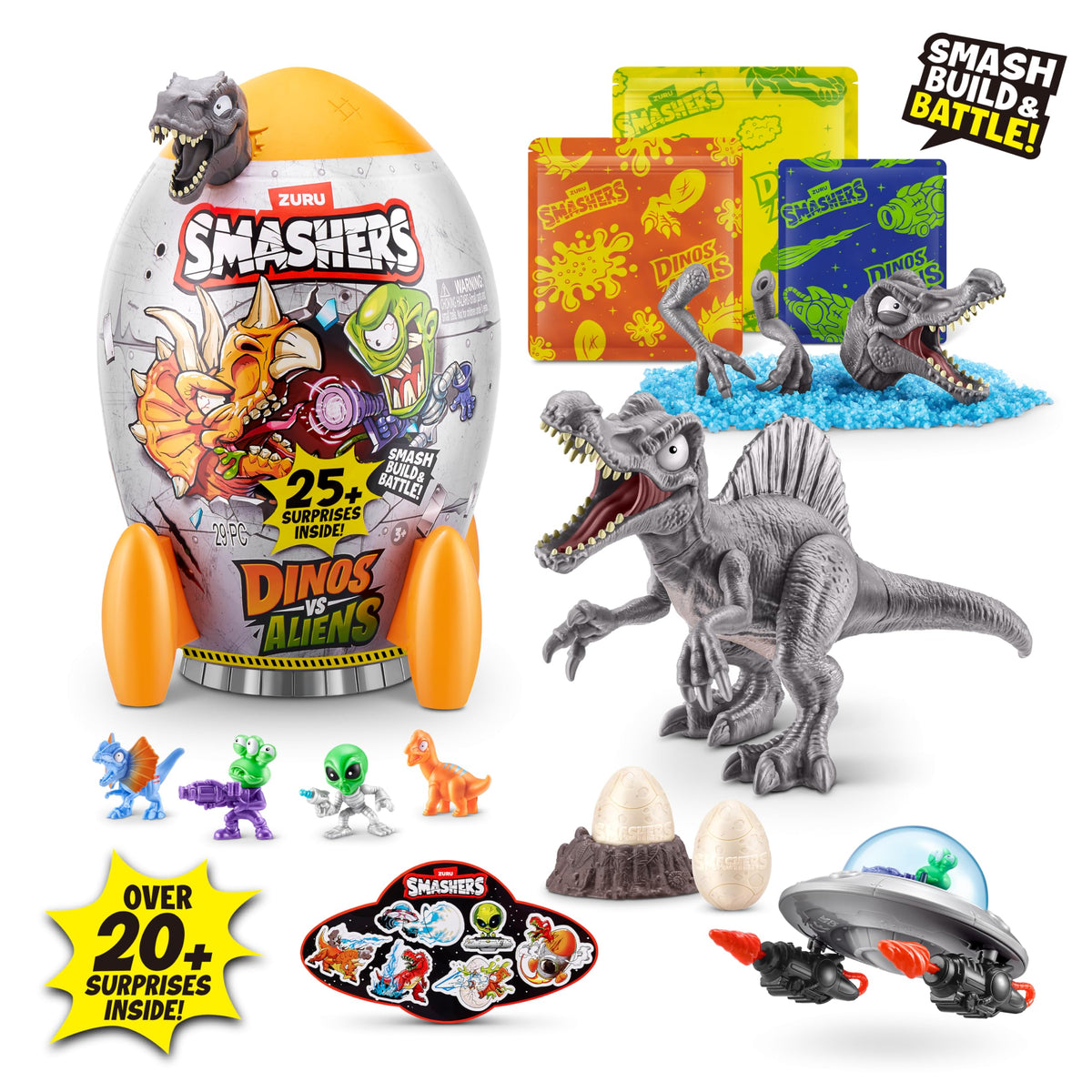 ZURU SMASHERS Dino vs Aliens Medium (Spinosaurus) – Smashable Egg Toy for Boys