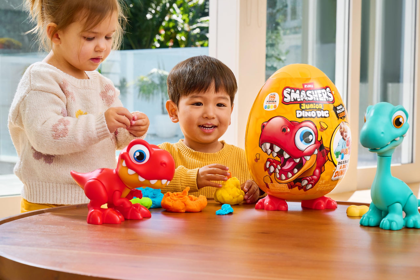 ZURU SMASHERS Smashers Junior Dino Dig Large Egg – Brontosaurus, 25 Surprises