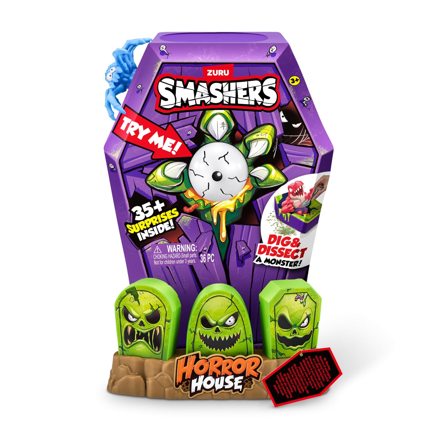 Smashers Mega Horror House (Blue) by ZURU – 35+ Surprises, Lights & Sounds Interactive Monster Toy