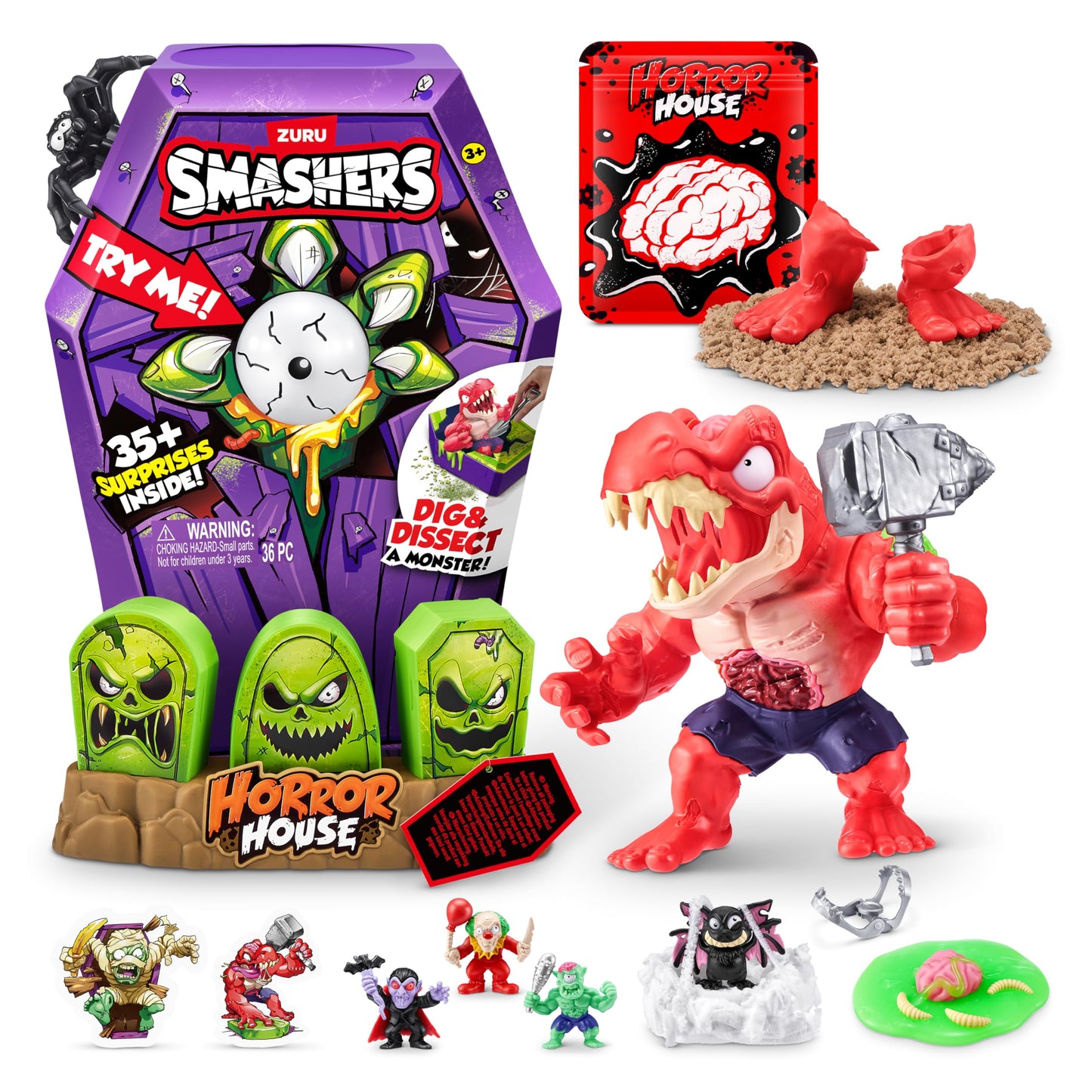 ZURU SMASHERS Smashers Mega Horror House (Black) – Interactive Monster Collectible Toy