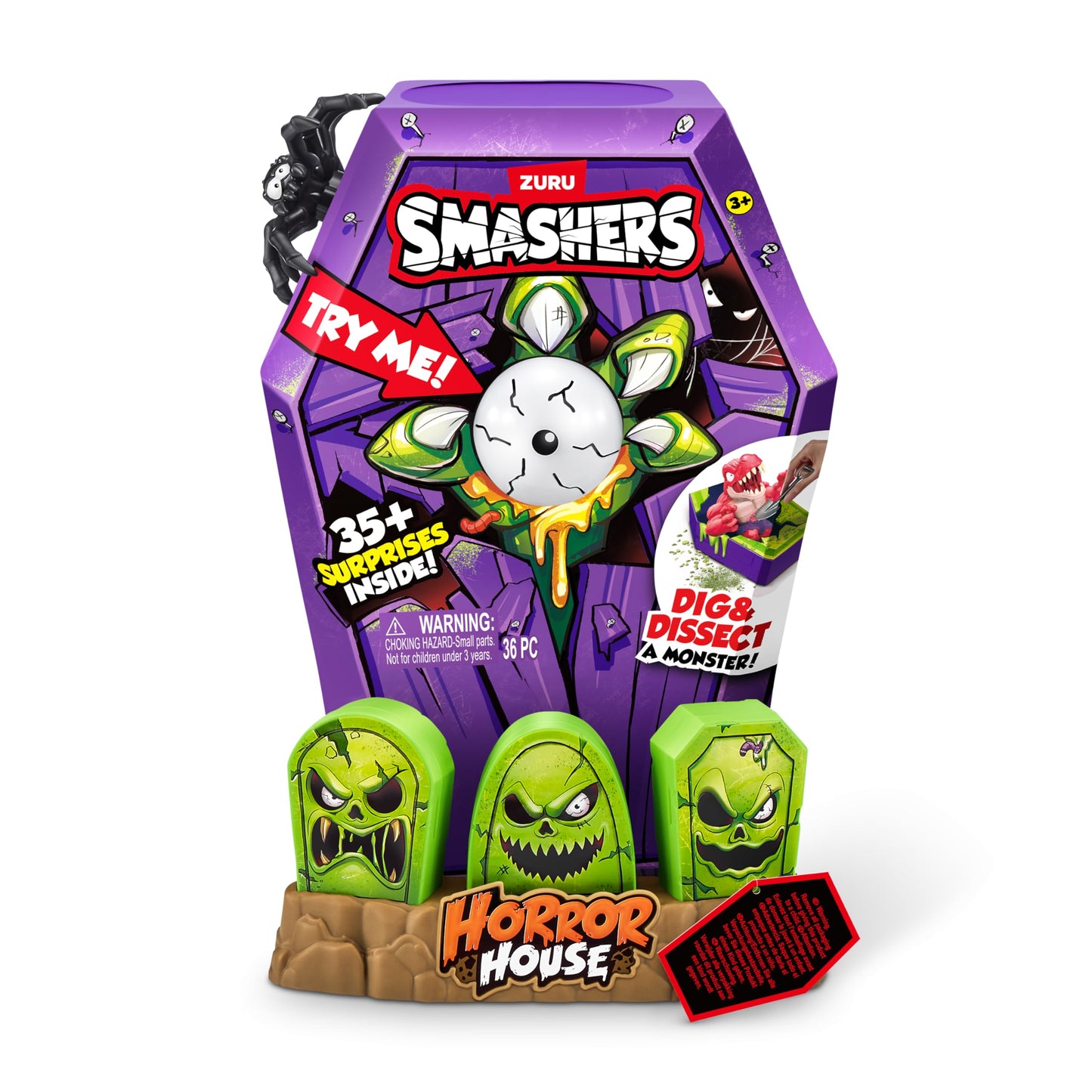 ZURU SMASHERS Smashers Mega Horror House (Black) – Interactive Monster Collectible Toy