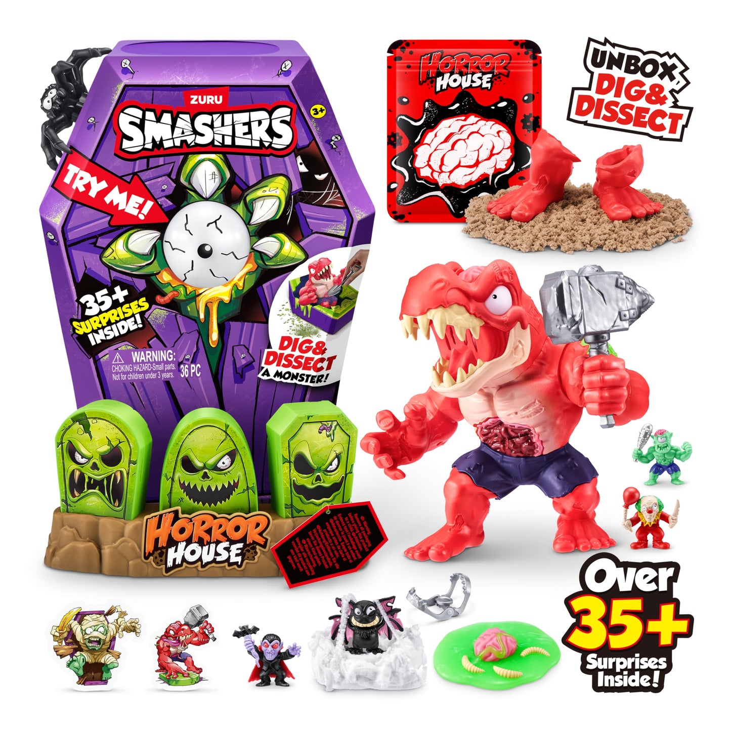 ZURU SMASHERS Smashers Mega Horror House (Black) – Interactive Monster Collectible Toy