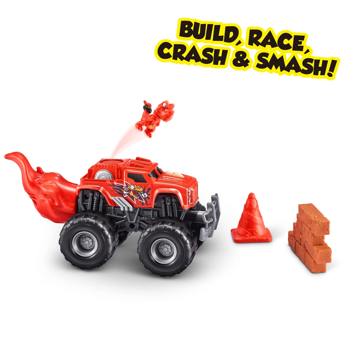 Smashers Monster Wheels Red Flame Mystery Pack — 25+ Surprises, 3 Trucks | ZURU SMASHERS