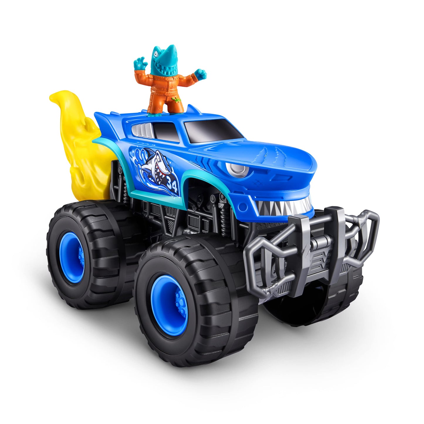 ZURU SMASHERS Monster Wheels Yellow Flame Mystery Pack – 25+ Surprises, 3 Trucks