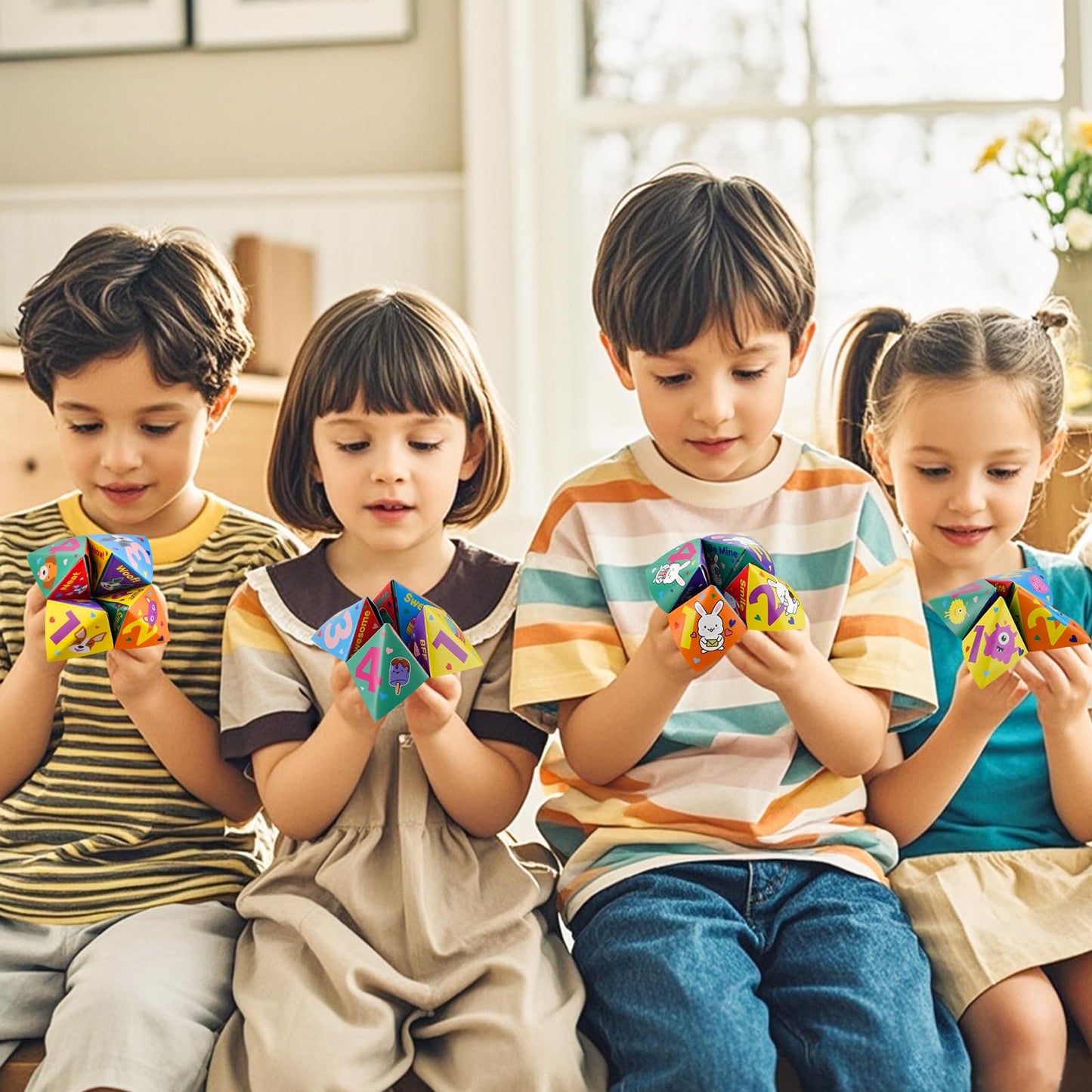 Zutcogo Valentines Day Cards for Kids – 28-Pack Cootie Catcher Classroom Set
