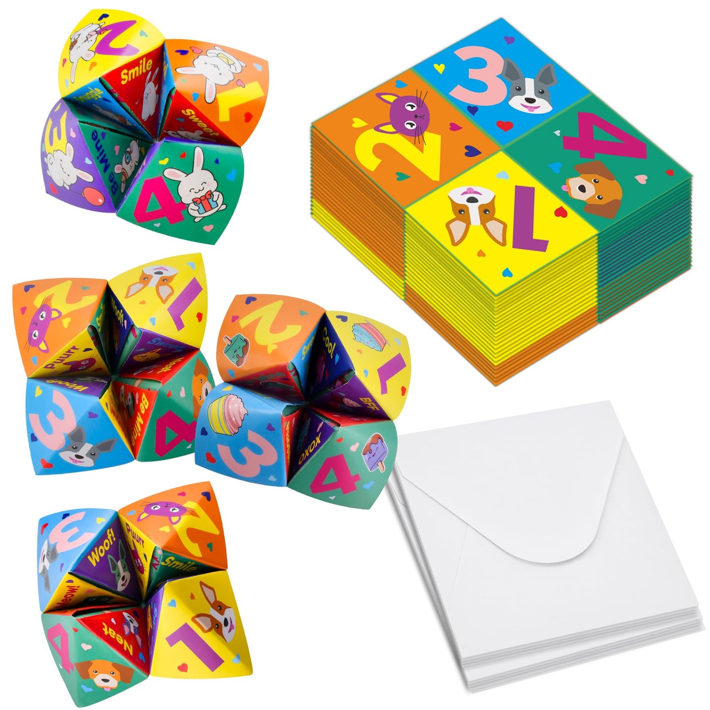 Zutcogo Valentines Day Cards for Kids – 28-Pack Cootie Catcher Classroom Set