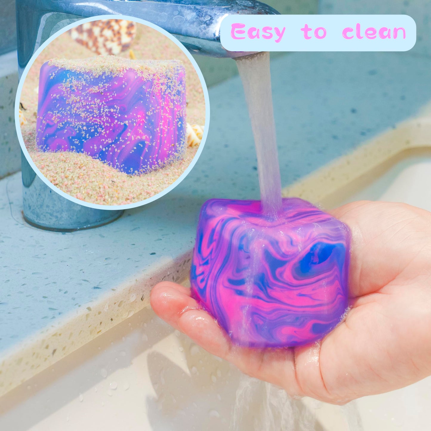 Zuvooi Stress Cube – Gel-Filled Fidget Toy for Kids & Adults, Calming High-Density Squeeze Ball