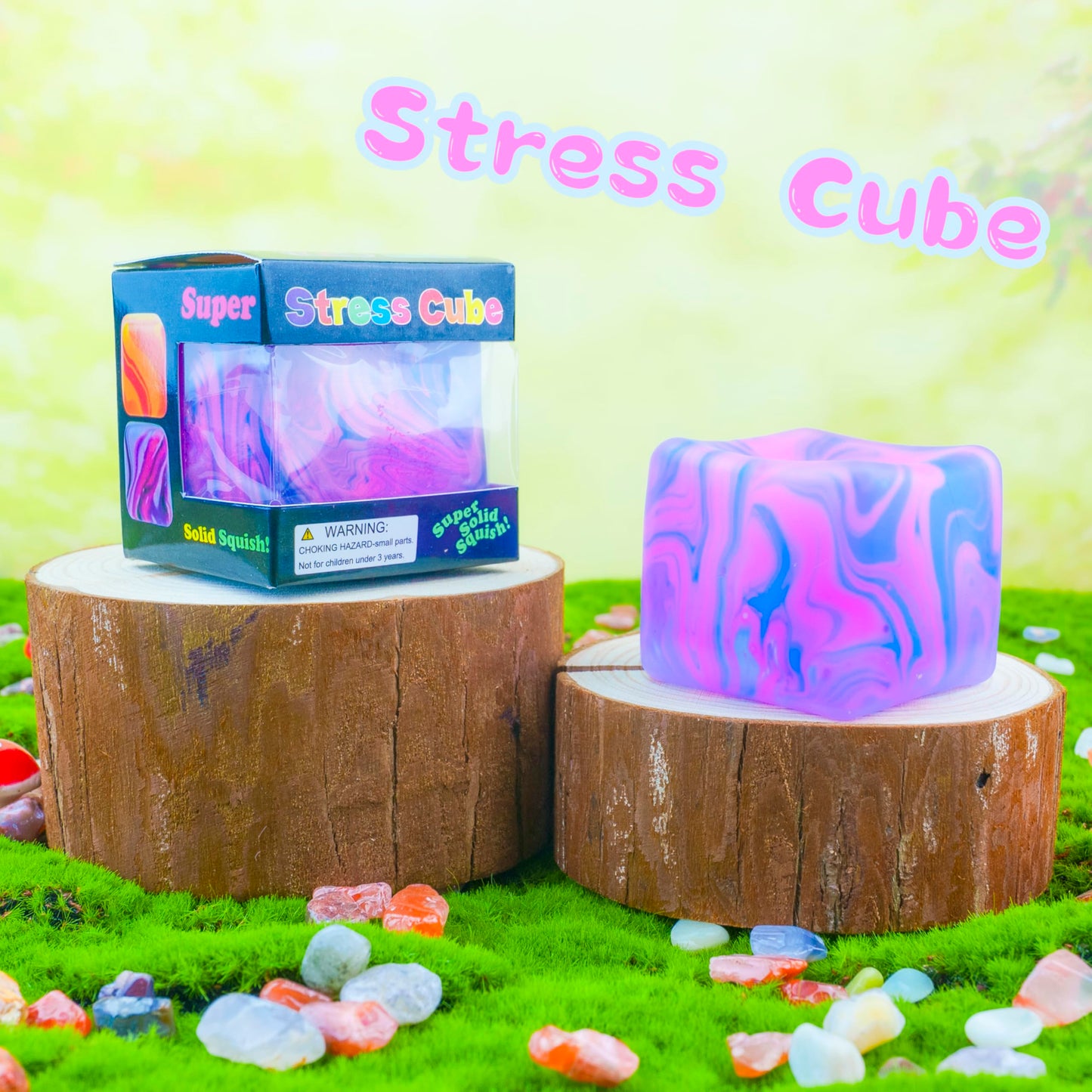 Zuvooi Stress Cube – Gel-Filled Fidget Toy for Kids & Adults, Calming High-Density Squeeze Ball