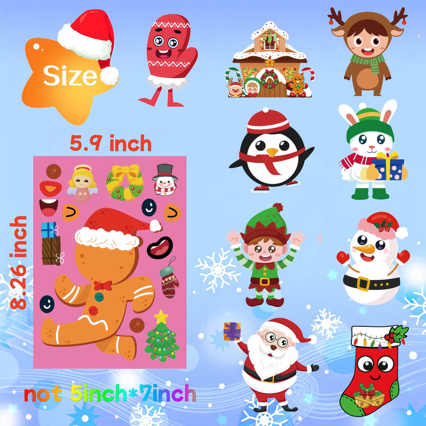 Zuxedle 36 Sheets Large Christmas Stickers for Kids – Crafts, Stocking Stuffers & Classroom Decor