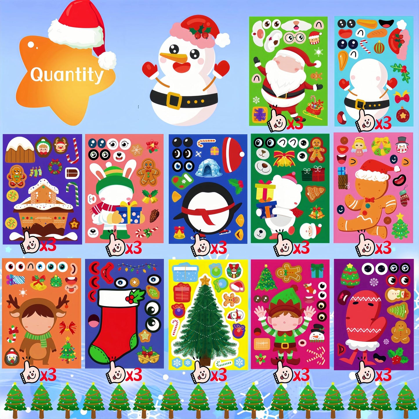 Zuxedle 36 Sheets Large Christmas Stickers for Kids – Crafts, Stocking Stuffers & Classroom Decor