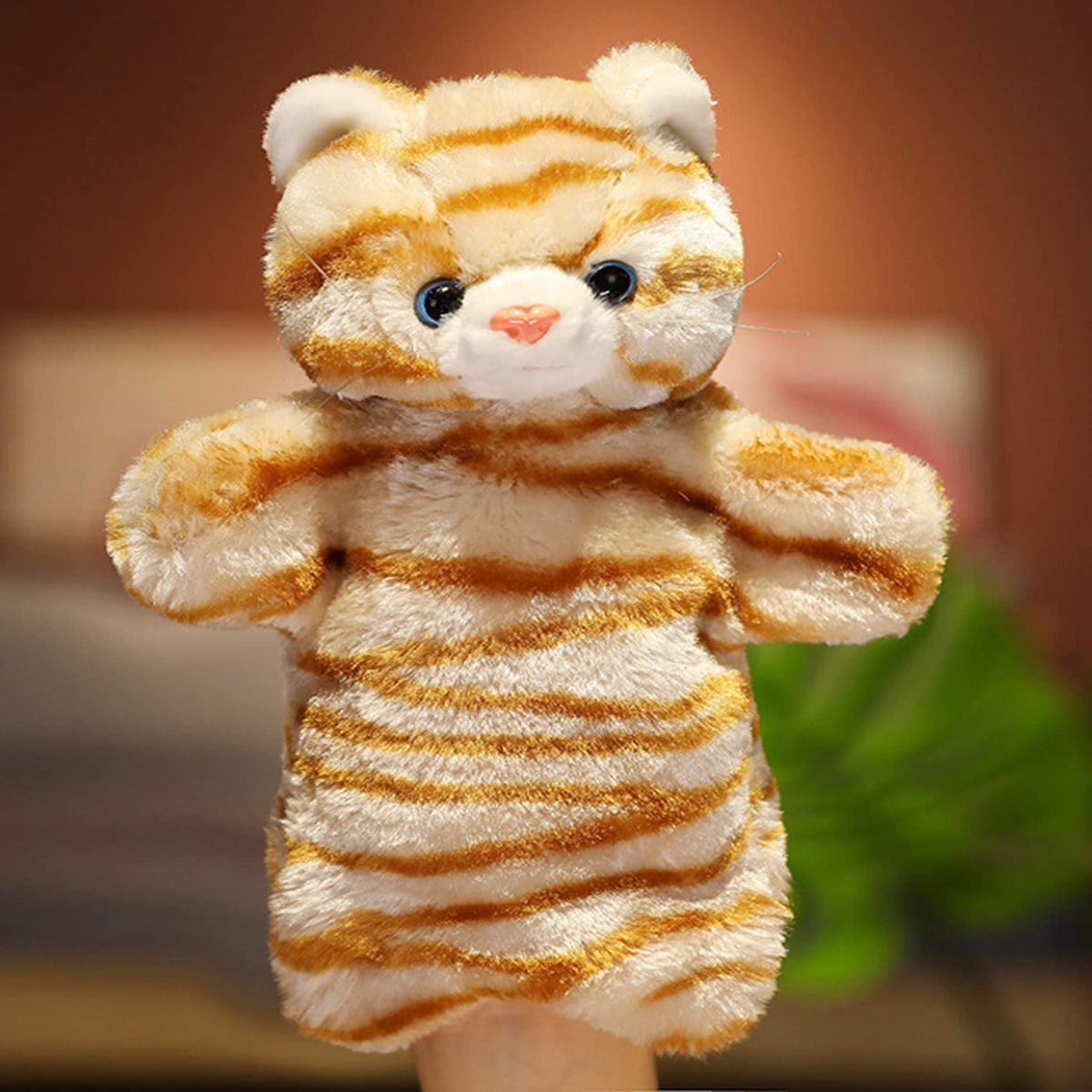 ZUXUCUVU Tabby Cat Hand Puppet — Plush Kitten Toy for Kids | Imaginative Play