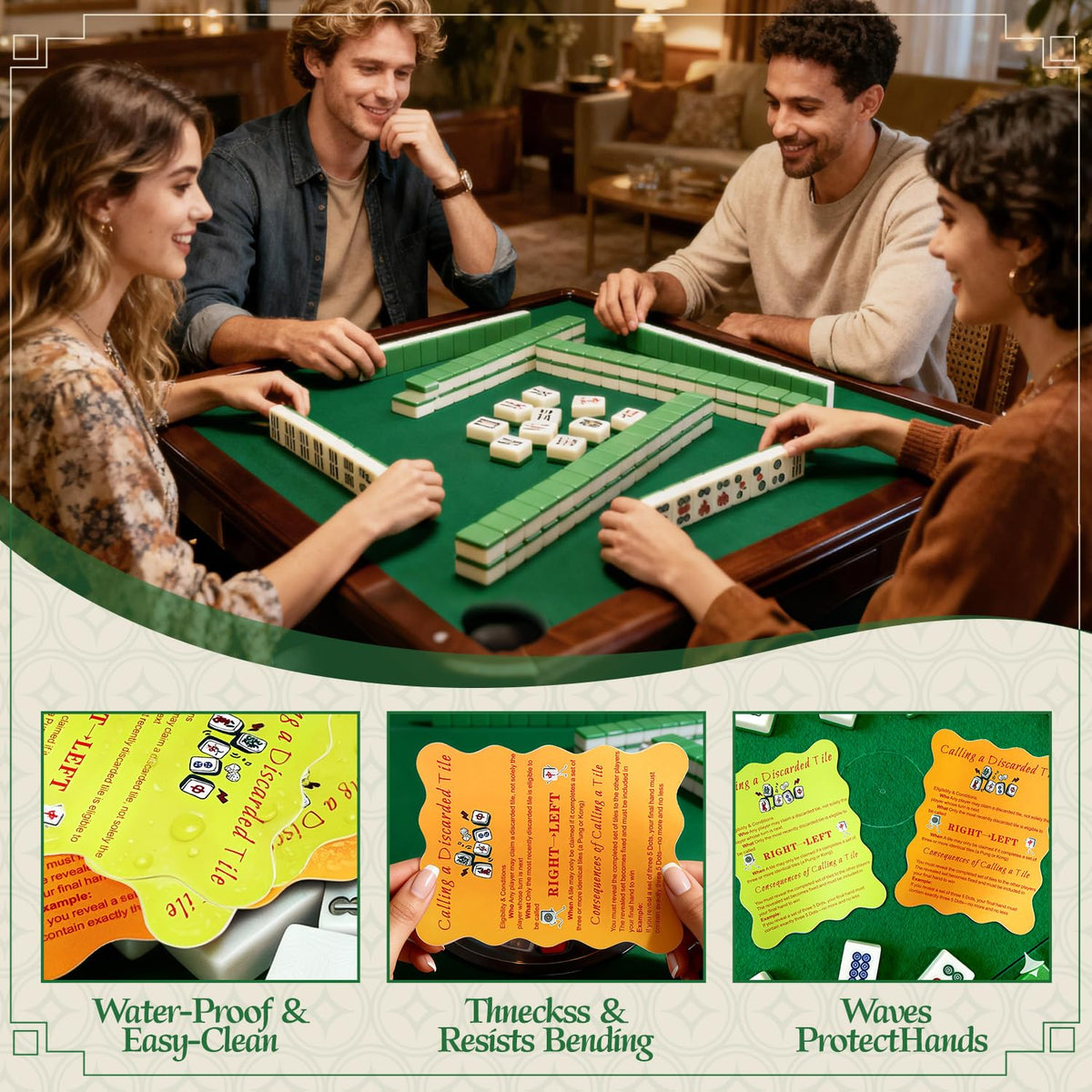 ZWFCGMMBC 4 Pcs Mahjong Shufflers with Printed Rules – Manual, Portable & Durable