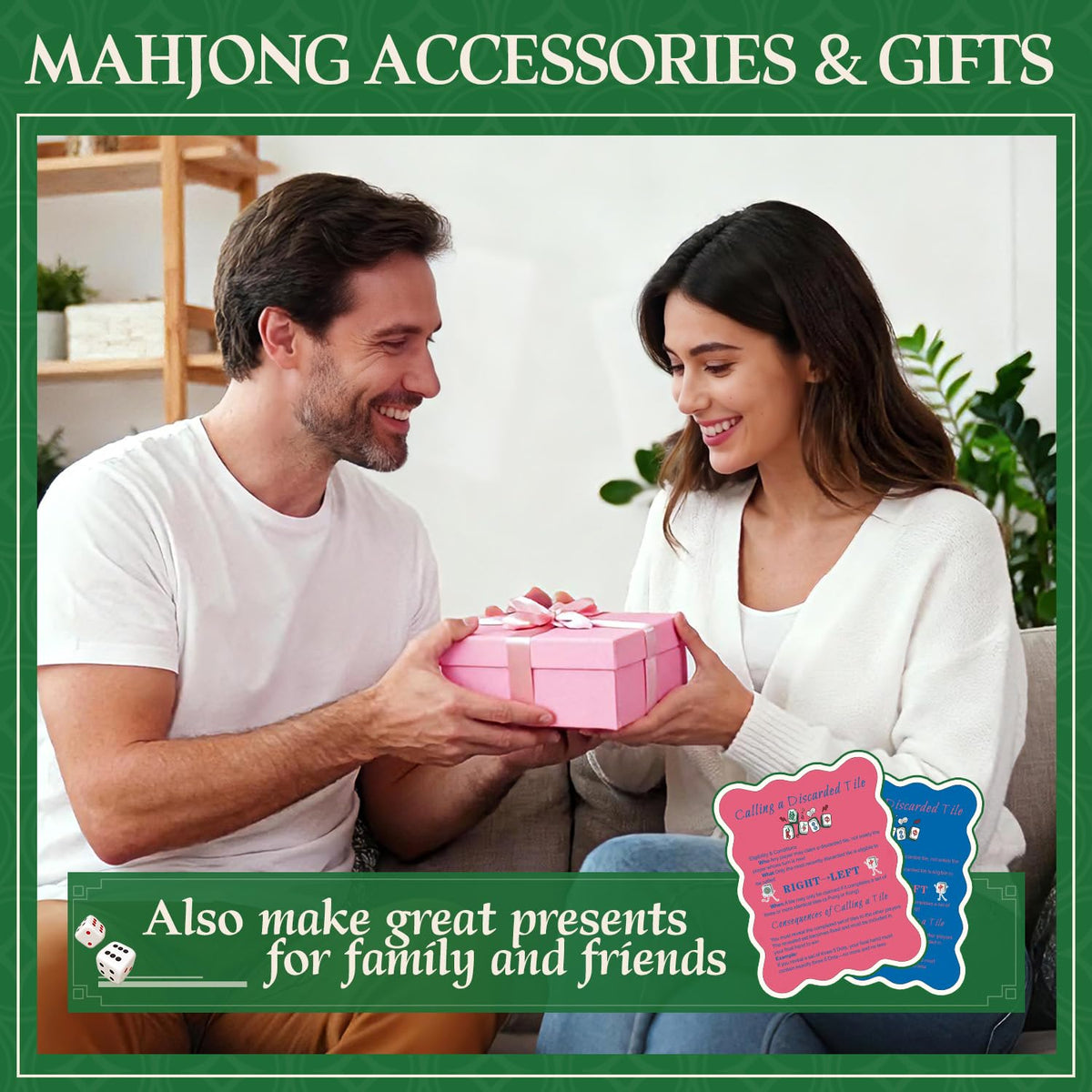 ZWFCGMMBC 4-Piece Mahjong Shufflers with Printed Rules – Beginner-Friendly Shuffle Cards (Pink & Deep Blue)