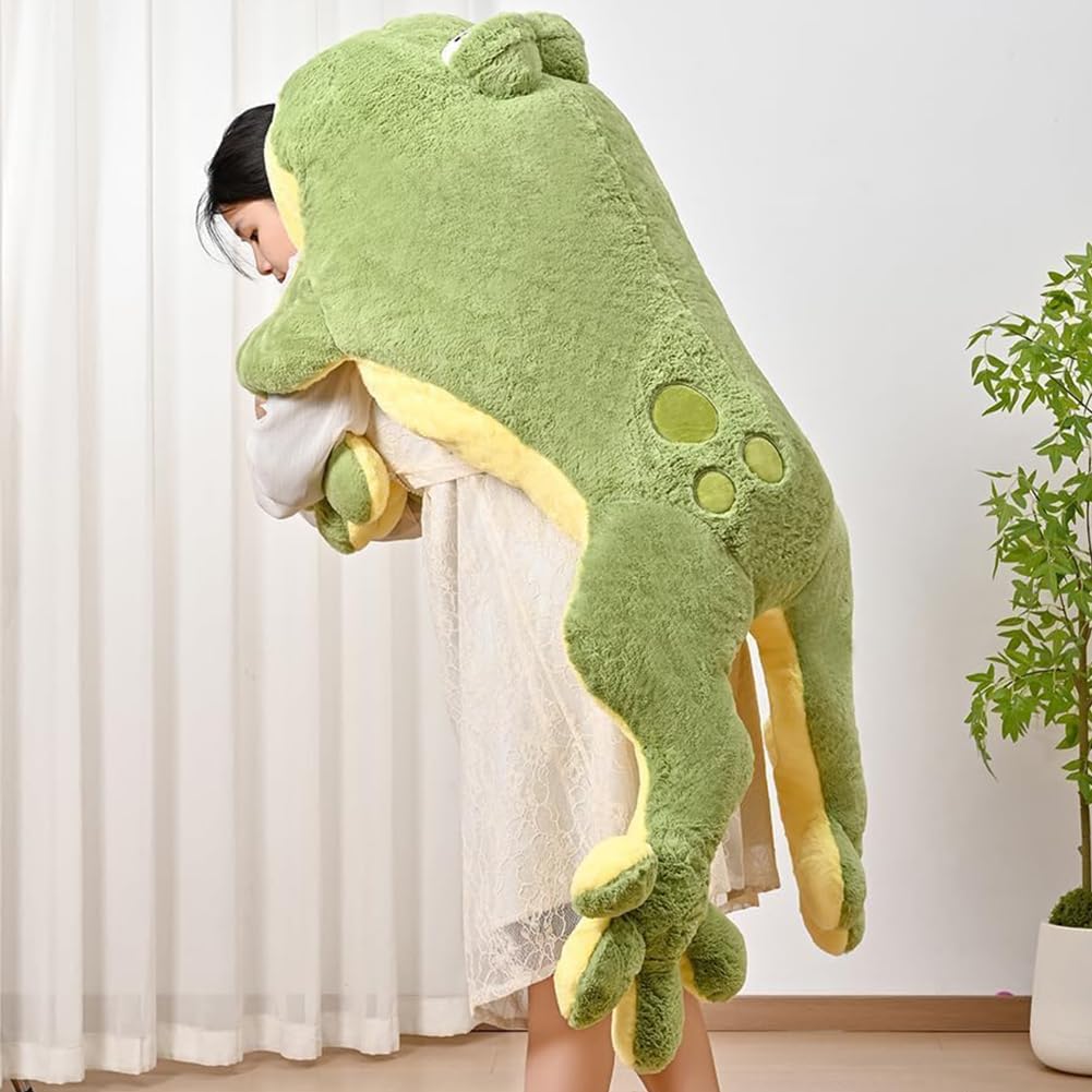 Zxioral Large Frog Plush Toy – 23in Green Hugging Pillow for Kids & Adults