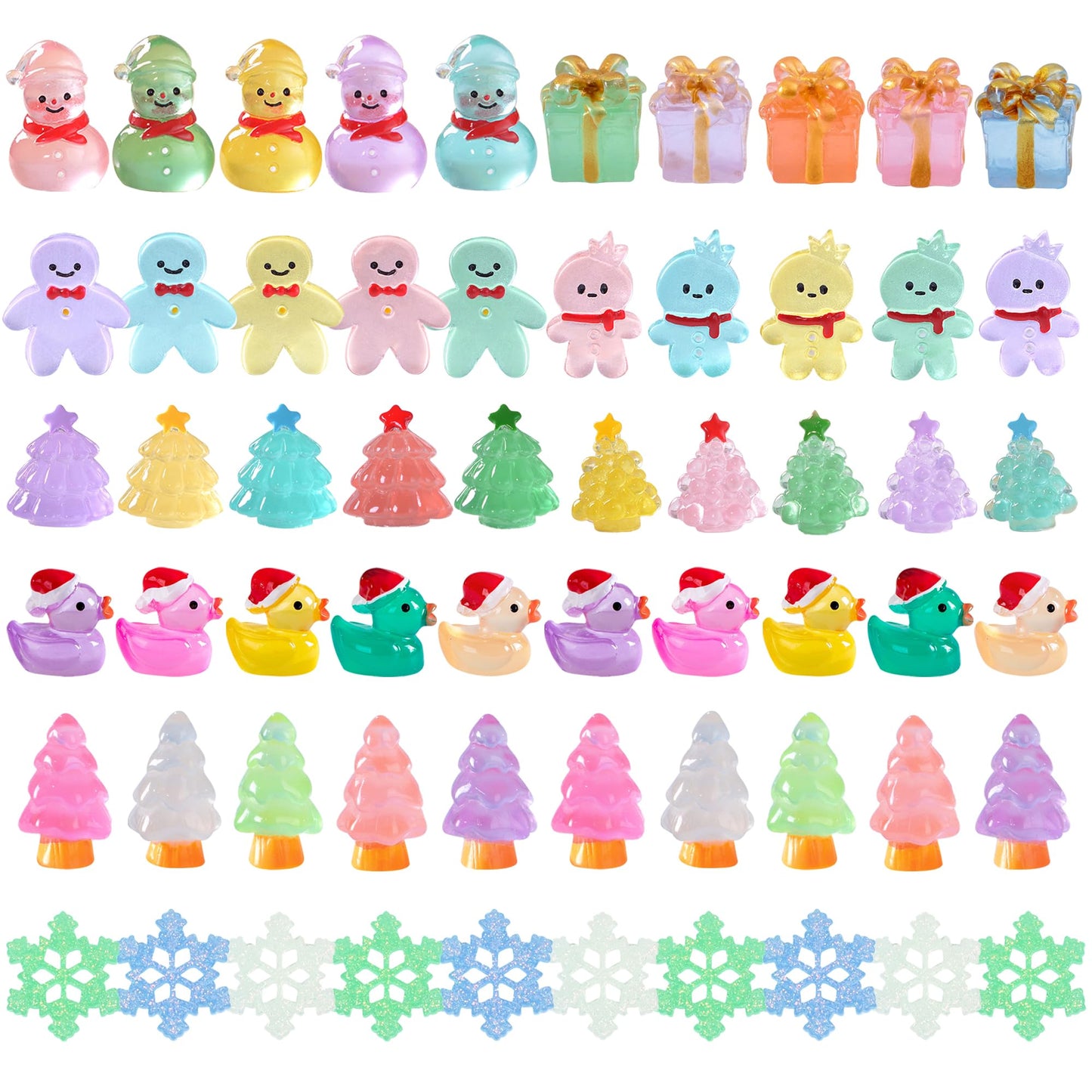 ZXSWEET 60 PCS Christmas Mini Resin Figures Glow in the Dark – Dollhouse, Aquarium, Garden Ornaments