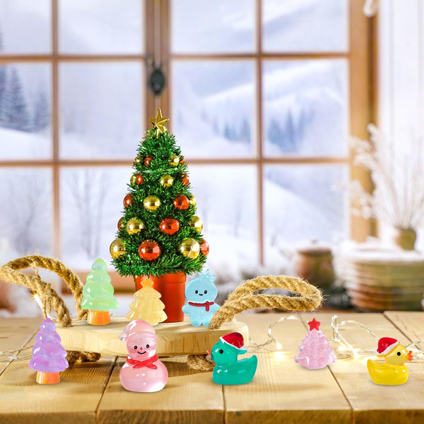 ZXSWEET 60 PCS Christmas Mini Resin Figures Glow in the Dark – Dollhouse, Aquarium, Garden Ornaments