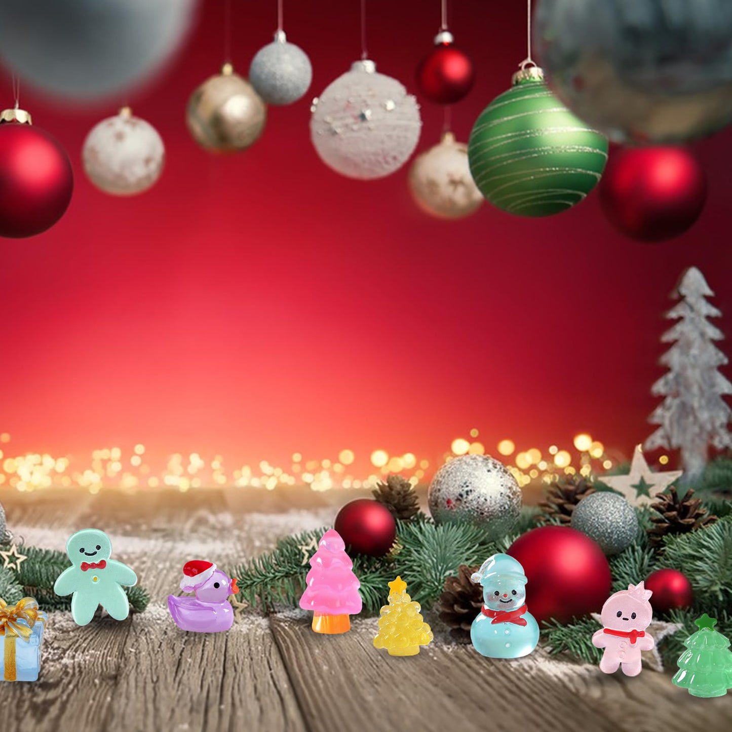 ZXSWEET 60 PCS Christmas Mini Resin Figures Glow in the Dark – Dollhouse, Aquarium, Garden Ornaments