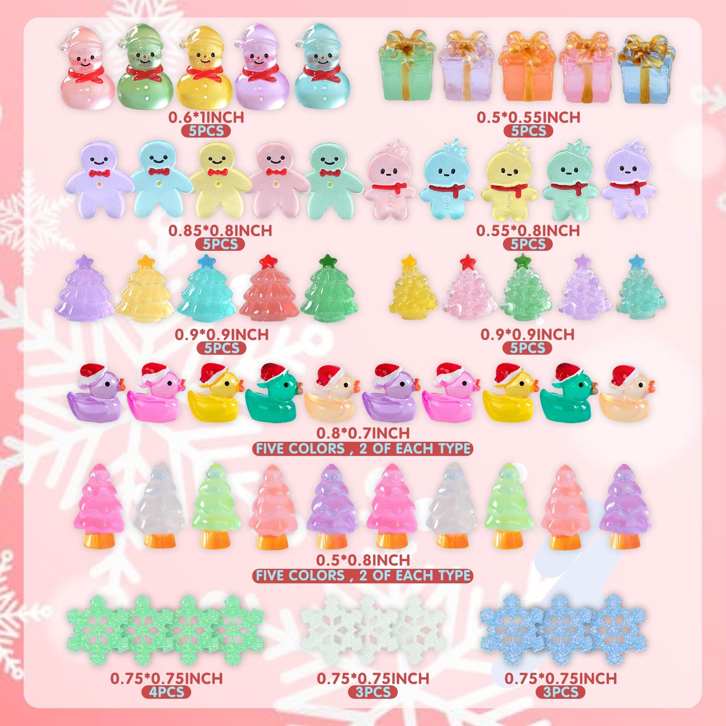 ZXSWEET 60 PCS Christmas Mini Resin Figures Glow in the Dark – Dollhouse, Aquarium, Garden Ornaments