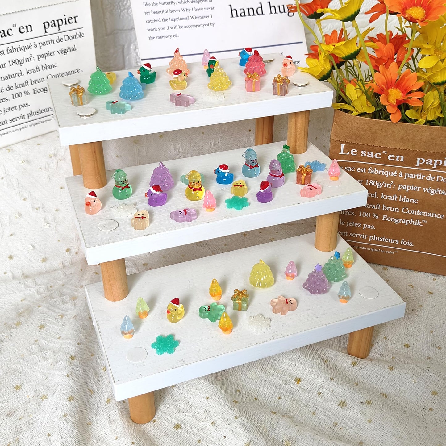 ZXSWEET 60 PCS Christmas Mini Resin Figures Glow in the Dark – Dollhouse, Aquarium, Garden Ornaments