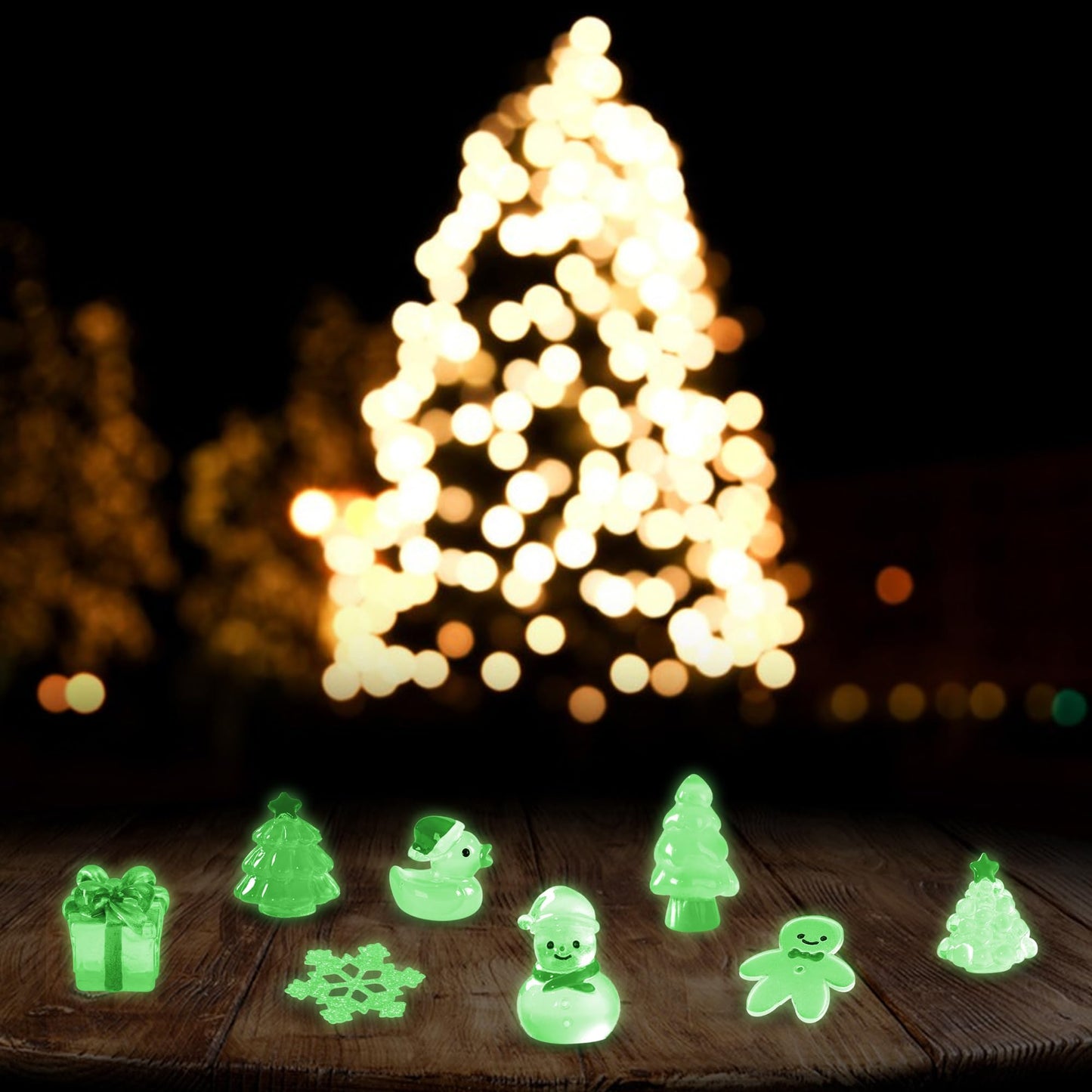 ZXSWEET 60 PCS Christmas Mini Resin Figures Glow in the Dark – Dollhouse, Aquarium, Garden Ornaments