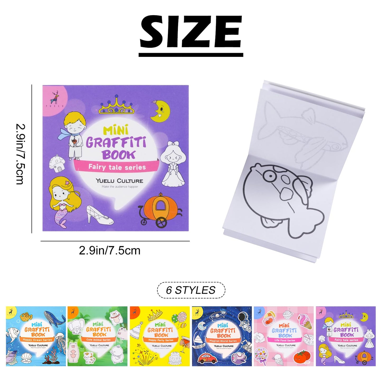 Zxvskr 6-Pack Mini Coloring Books – Pocket 3x3 Inches, 300 Pages, On-The-Go Creativity