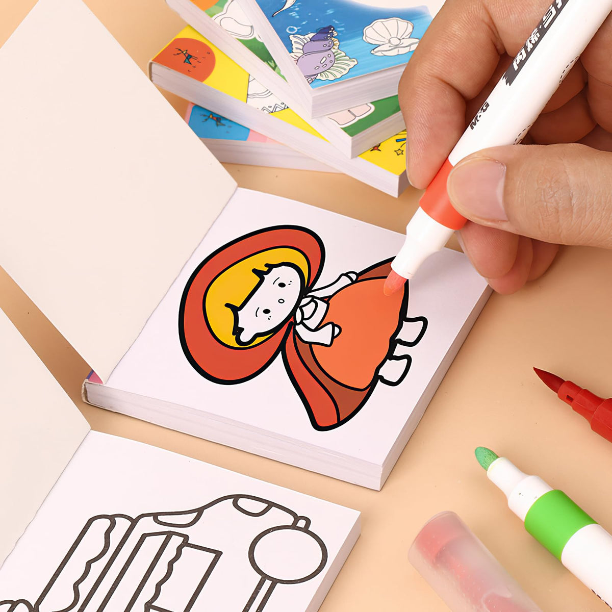 Zxvskr 6-Pack Mini Coloring Books – Pocket 3x3 Inches, 300 Pages, On-The-Go Creativity