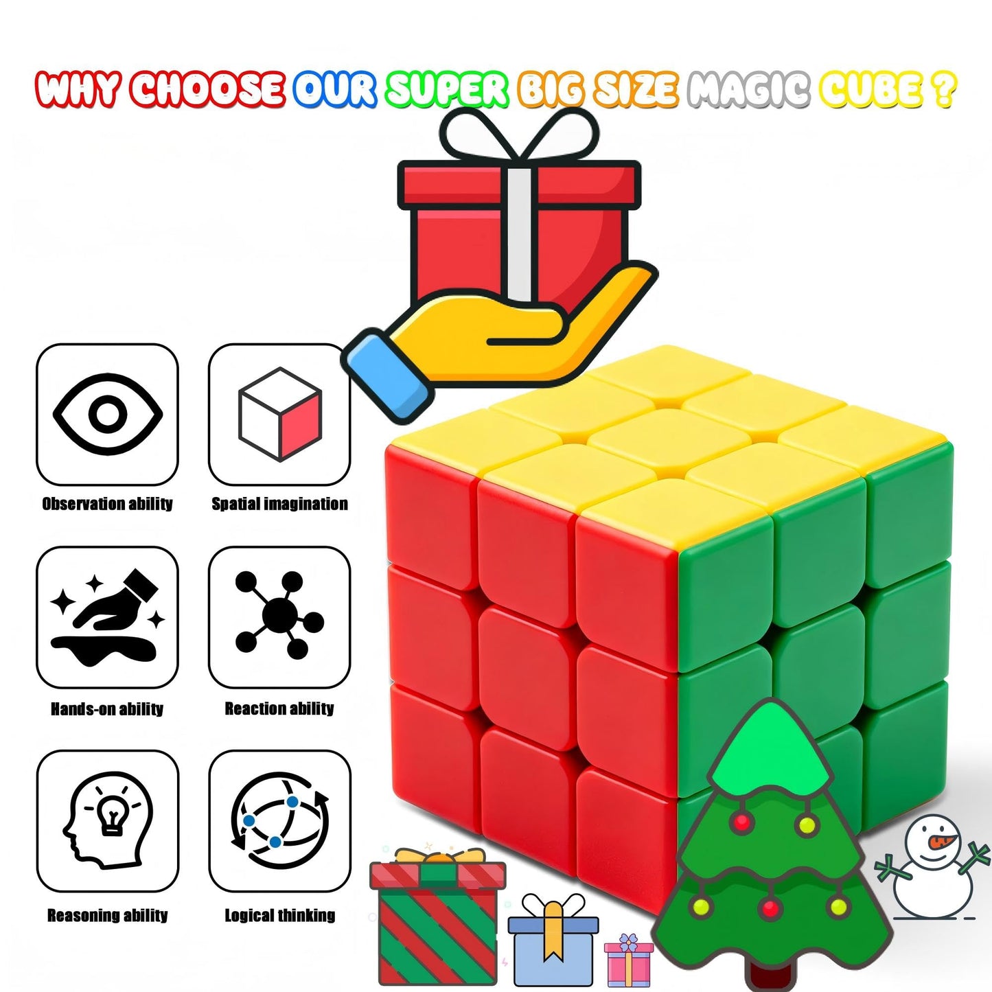 ZY-Wisdom Giant Magic Cube 18cm – Large 3x3 Speed Puzzle for Kids & Adults