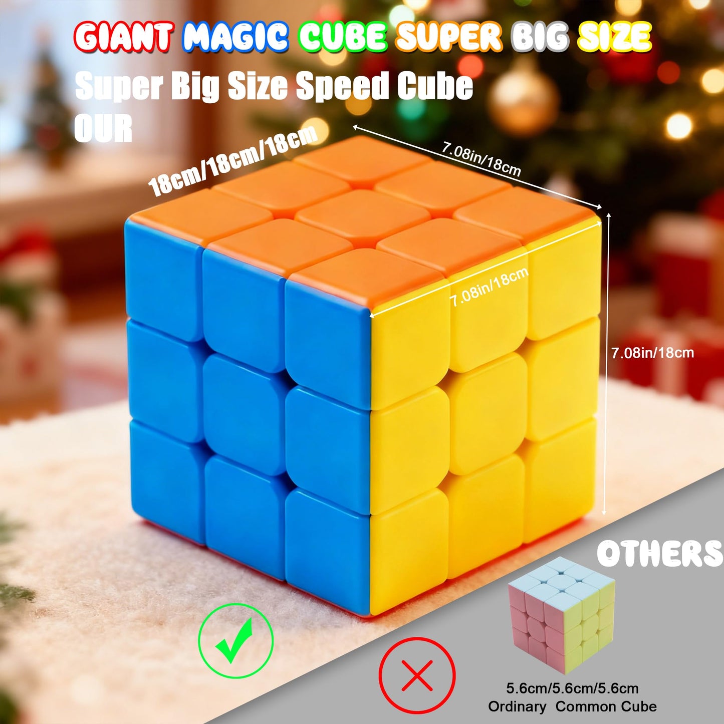 ZY-Wisdom Giant Magic Cube 18cm – Large 3x3 Speed Puzzle for Kids & Adults