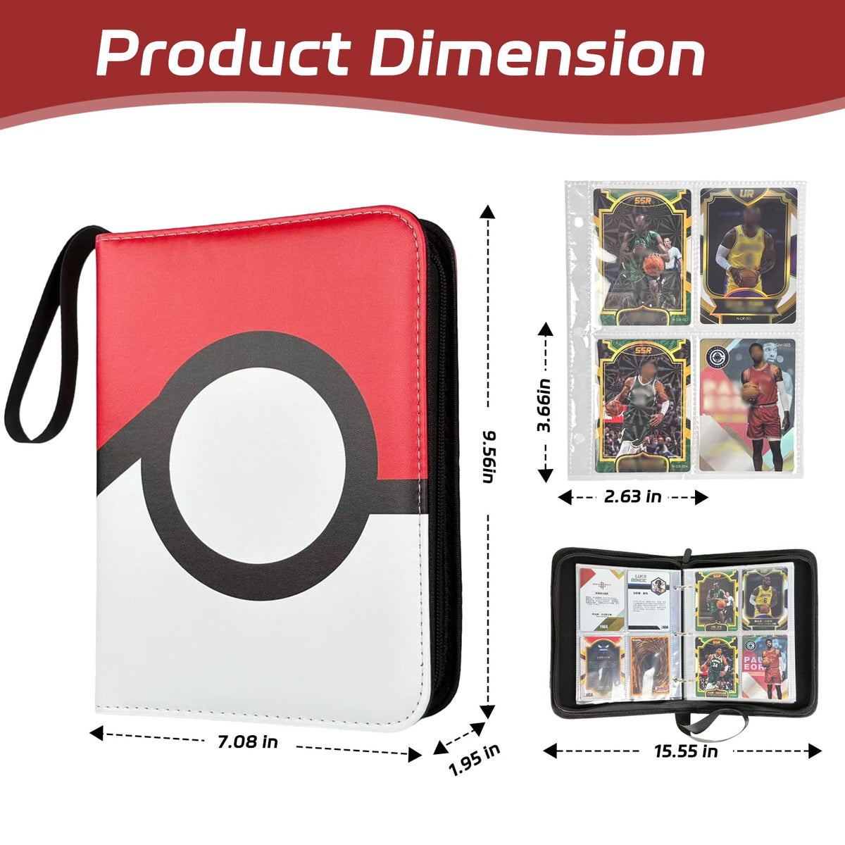 ZYAXWN 440 Pockets Card Binder – 55 Removable Pages, Waterproof PU Leather, Zippered Card Holder
